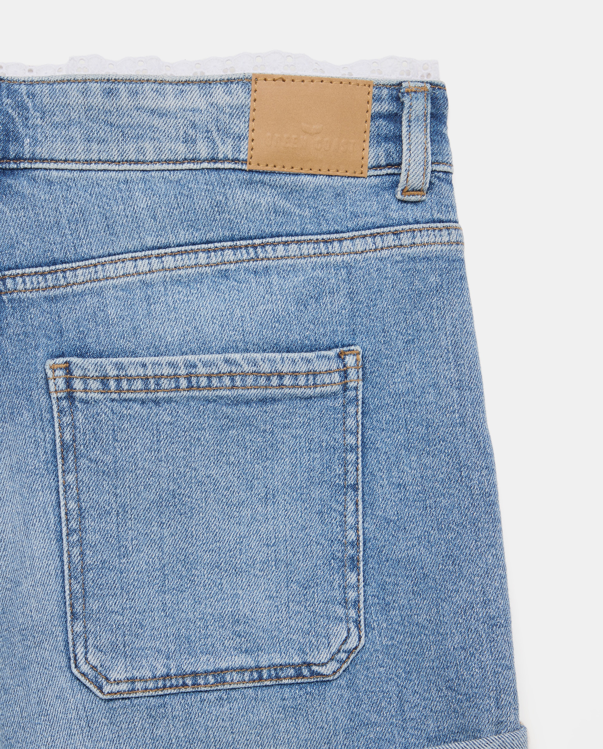 Calções Lisos de Algodão Azul Suave-5