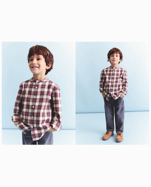 Imagem 0 de Camisa de Manga Comprida aos Quadrados Escoceses Clássicos