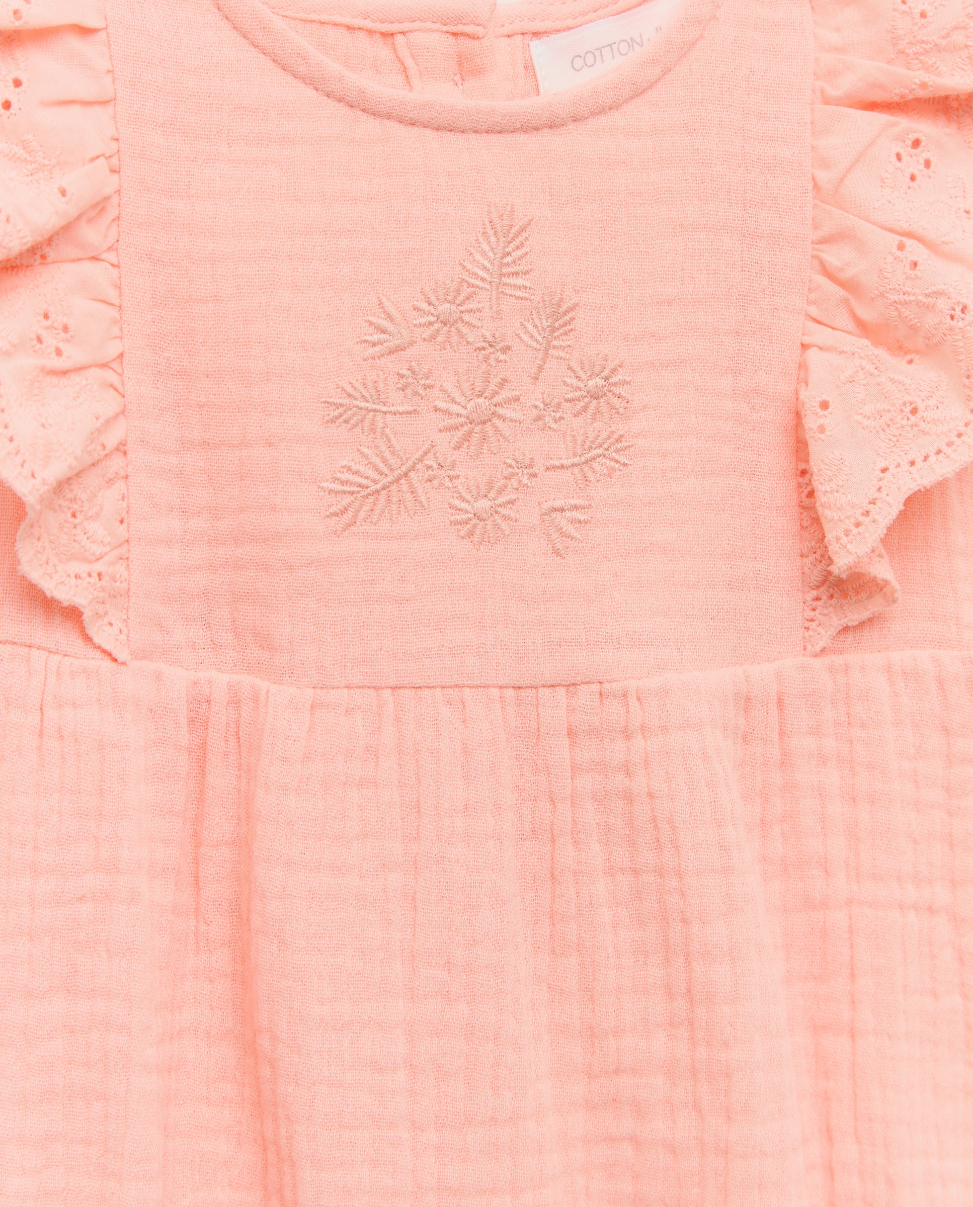 Babygrow de Chiffon de Bebé com Folho e Bordado Cotton Juice 660 Laranja-3