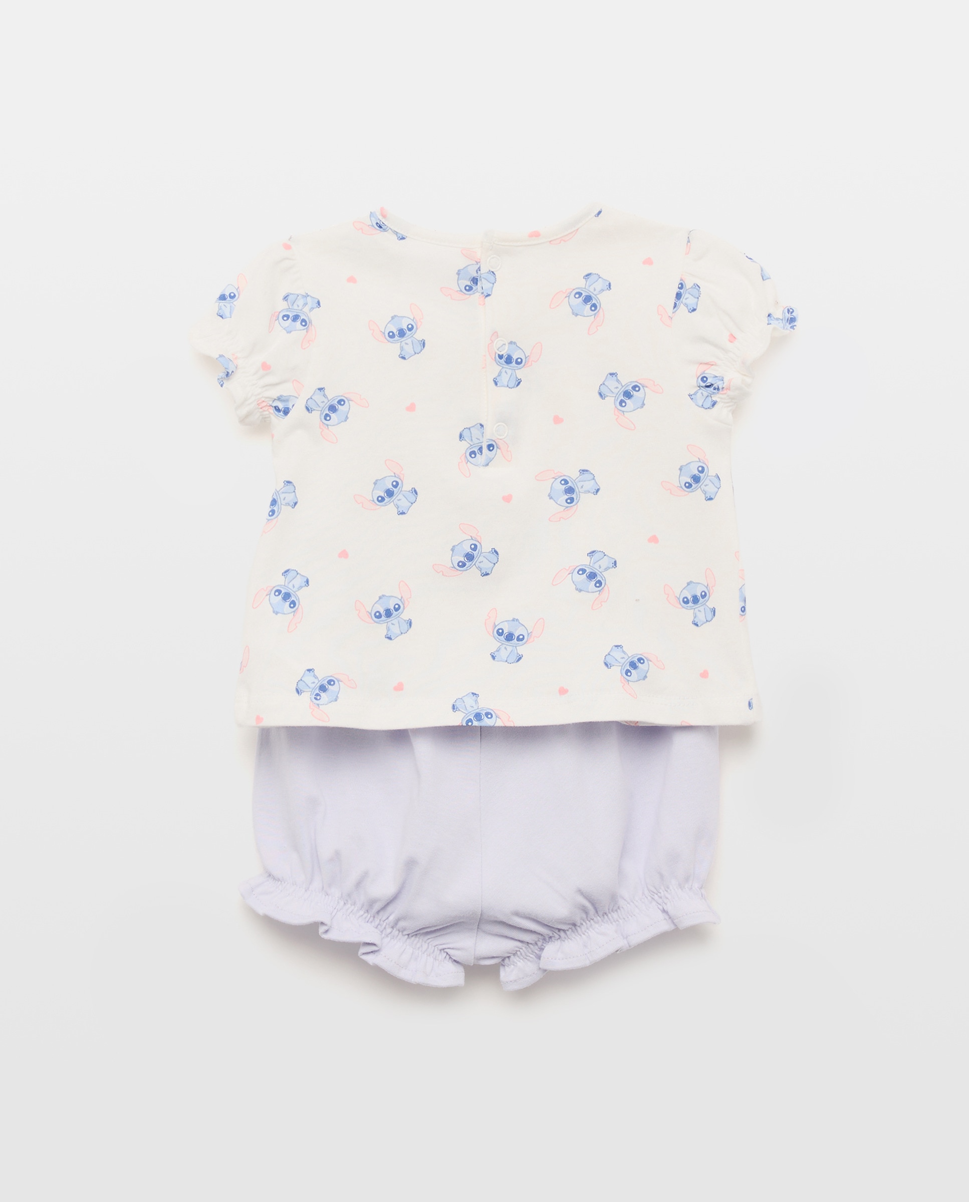 Pijama Curto de Bebé Lilo &Stitch Branco-2