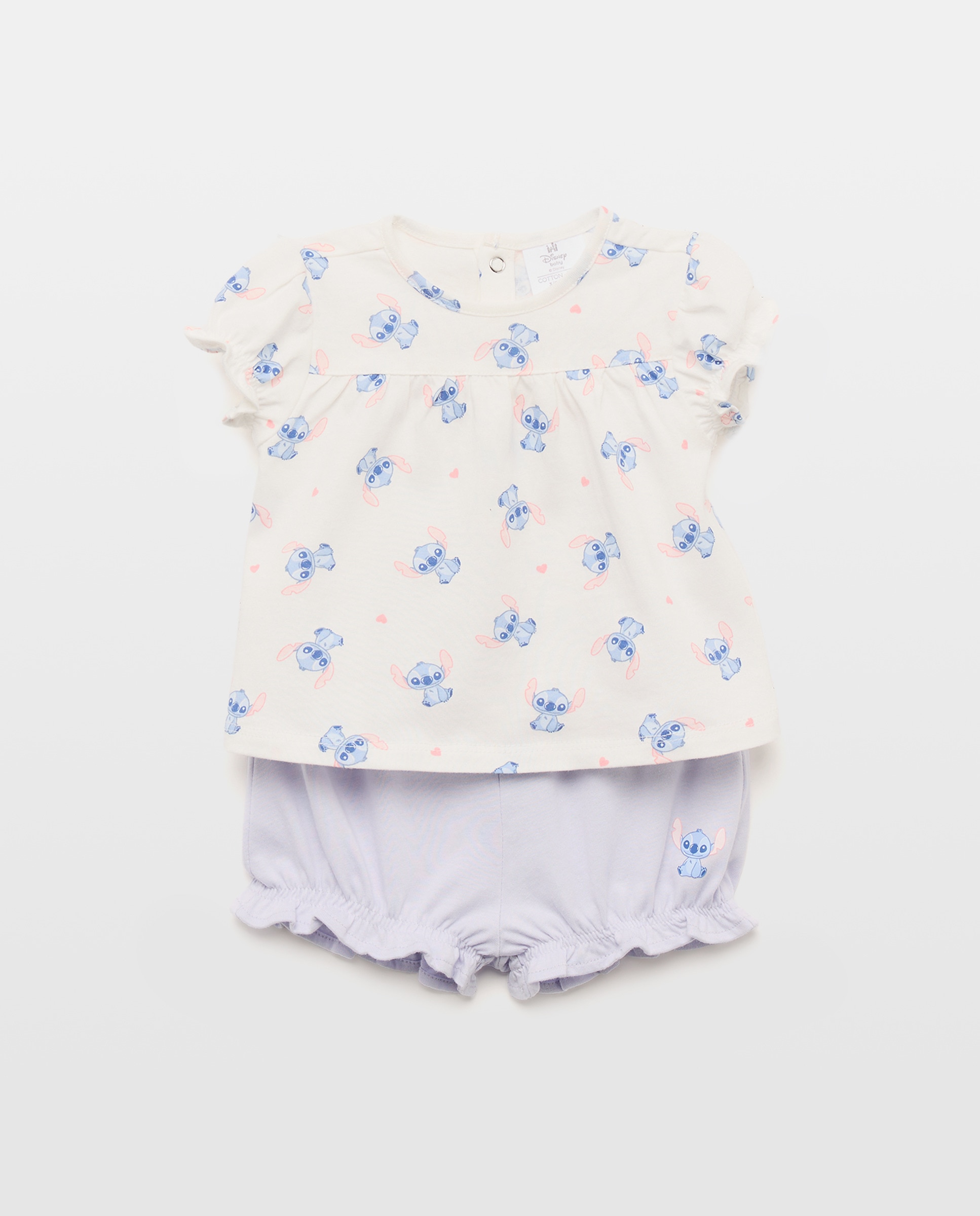 Pijama Curto de Bebé Lilo &Stitch Branco-1