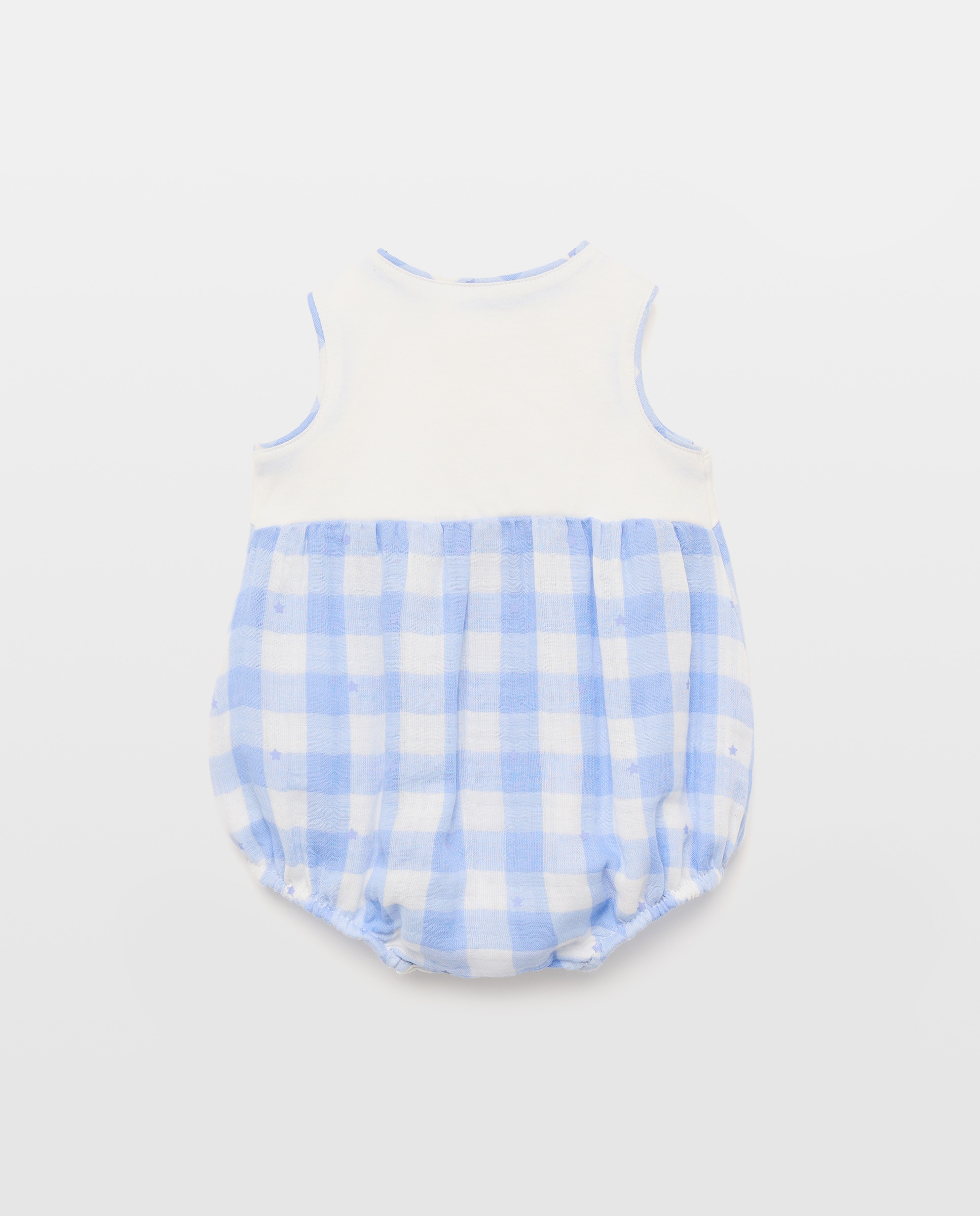 Babygrow Misto de Bebé com Vichy e Bordado Cotton Juice Azul-2