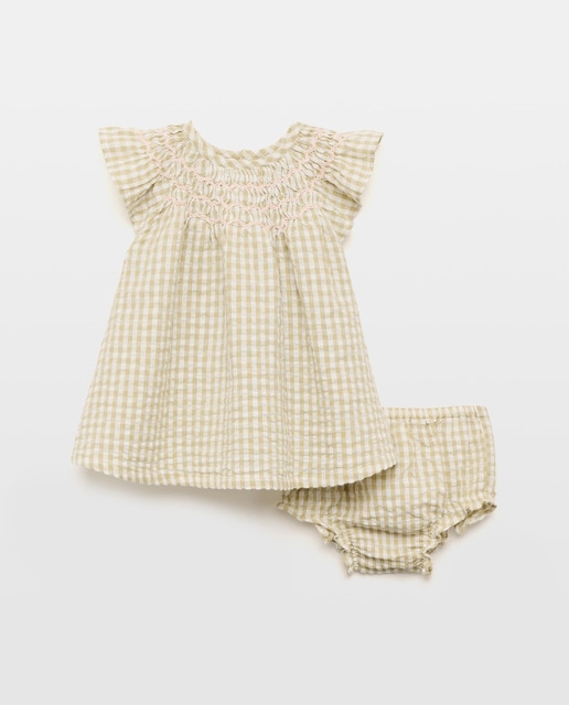 Imagem 0 de Vestido Vichy de Bebé com Manga Curta