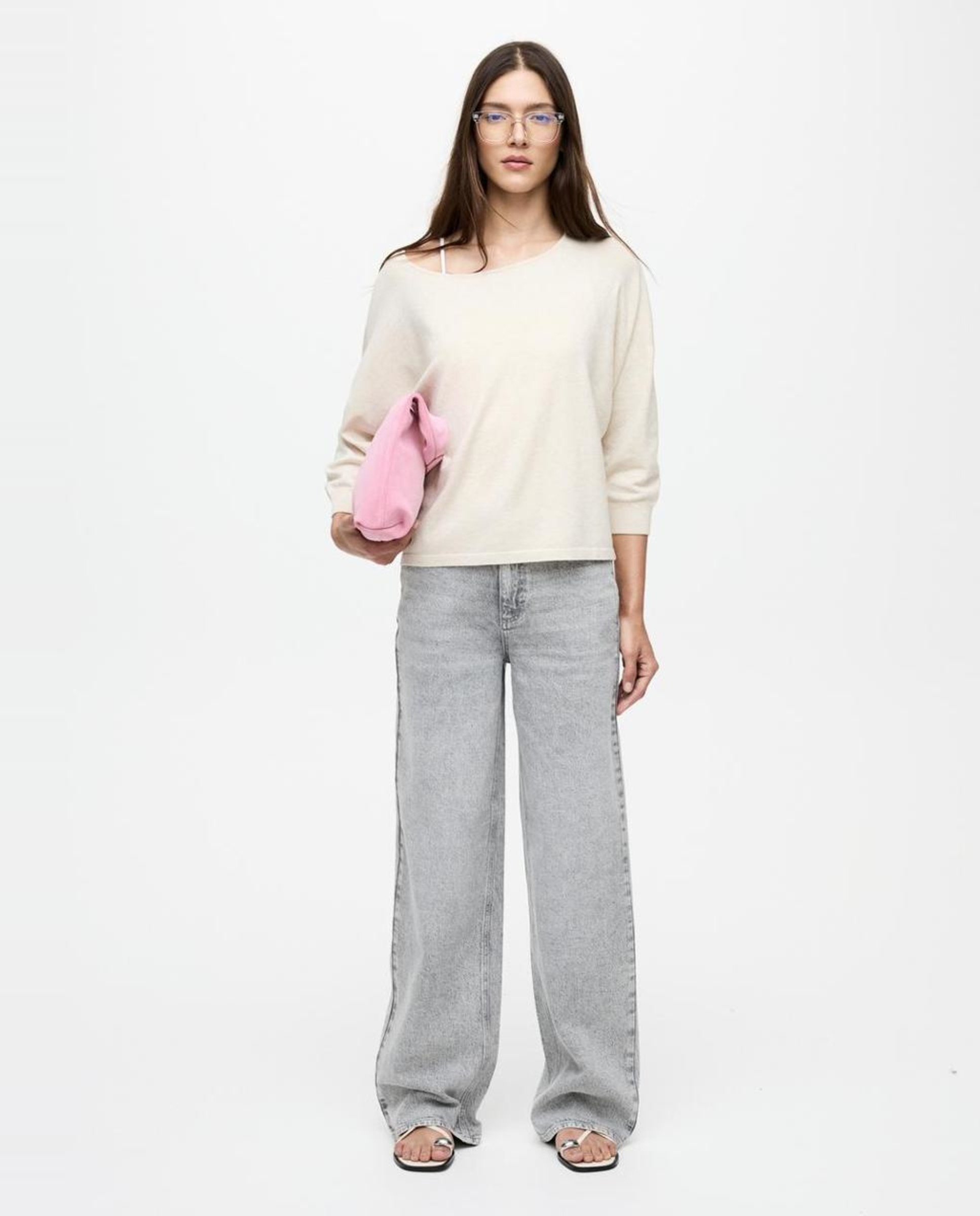 Top de punto mujer manga 3/4 - Vila - Beige Beige-6