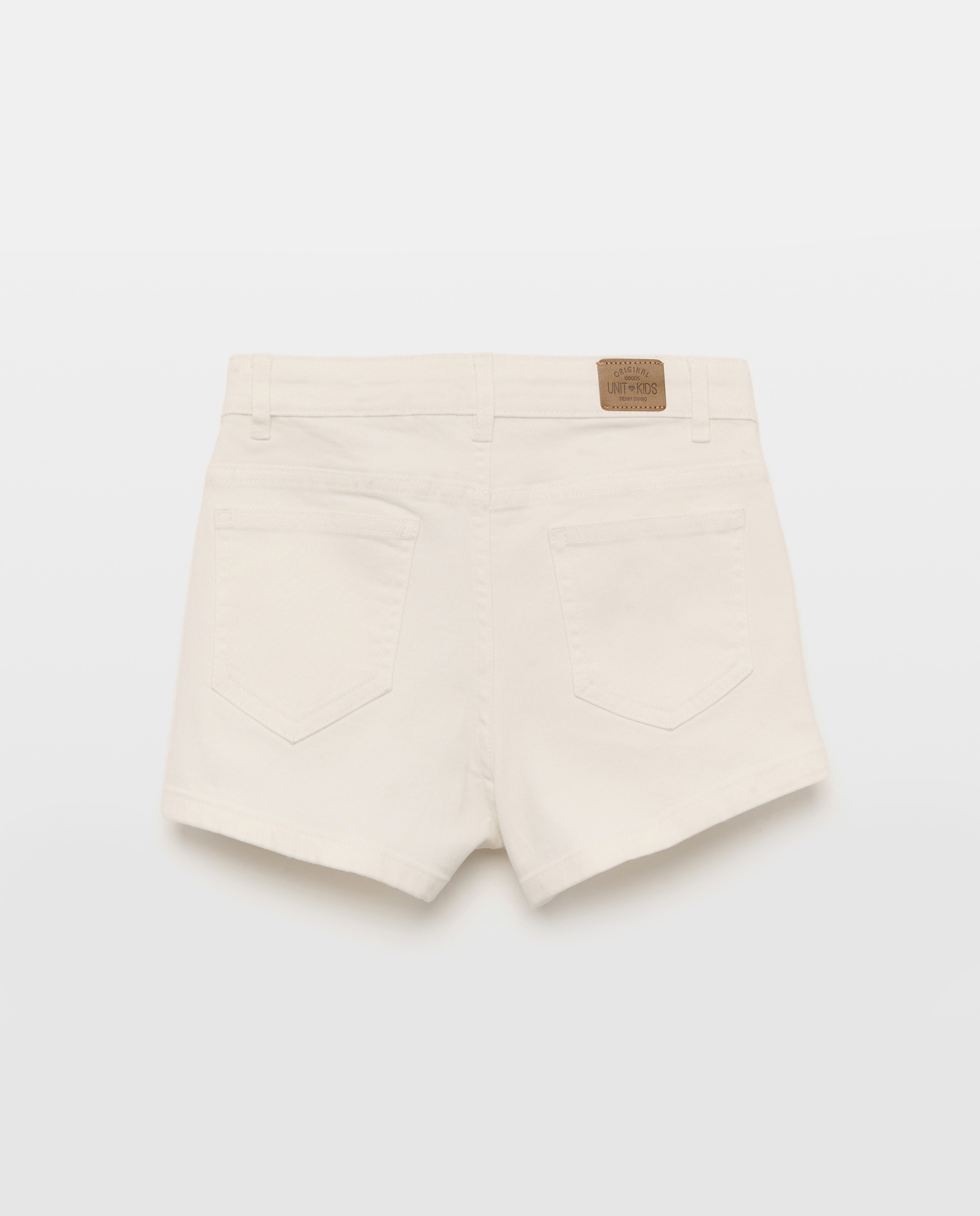 Short niña vaquero con botones de twill 120 Crudo-2
