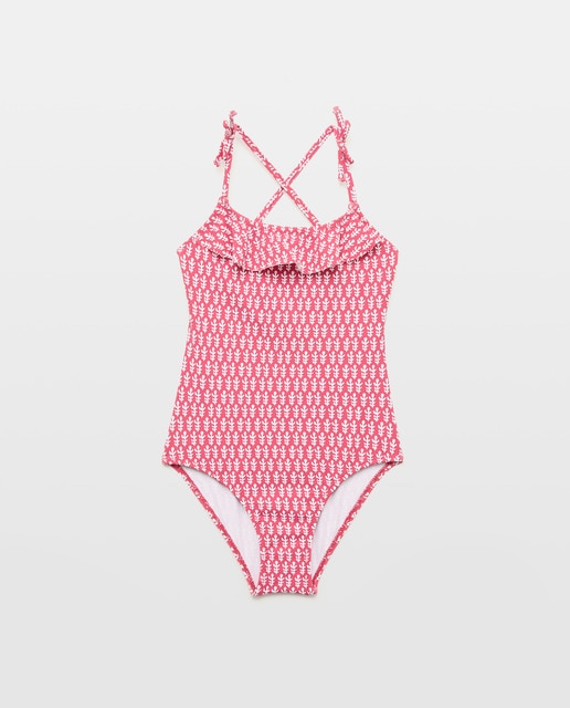 Imagen 0 de Bañador niña volante y lazos sello