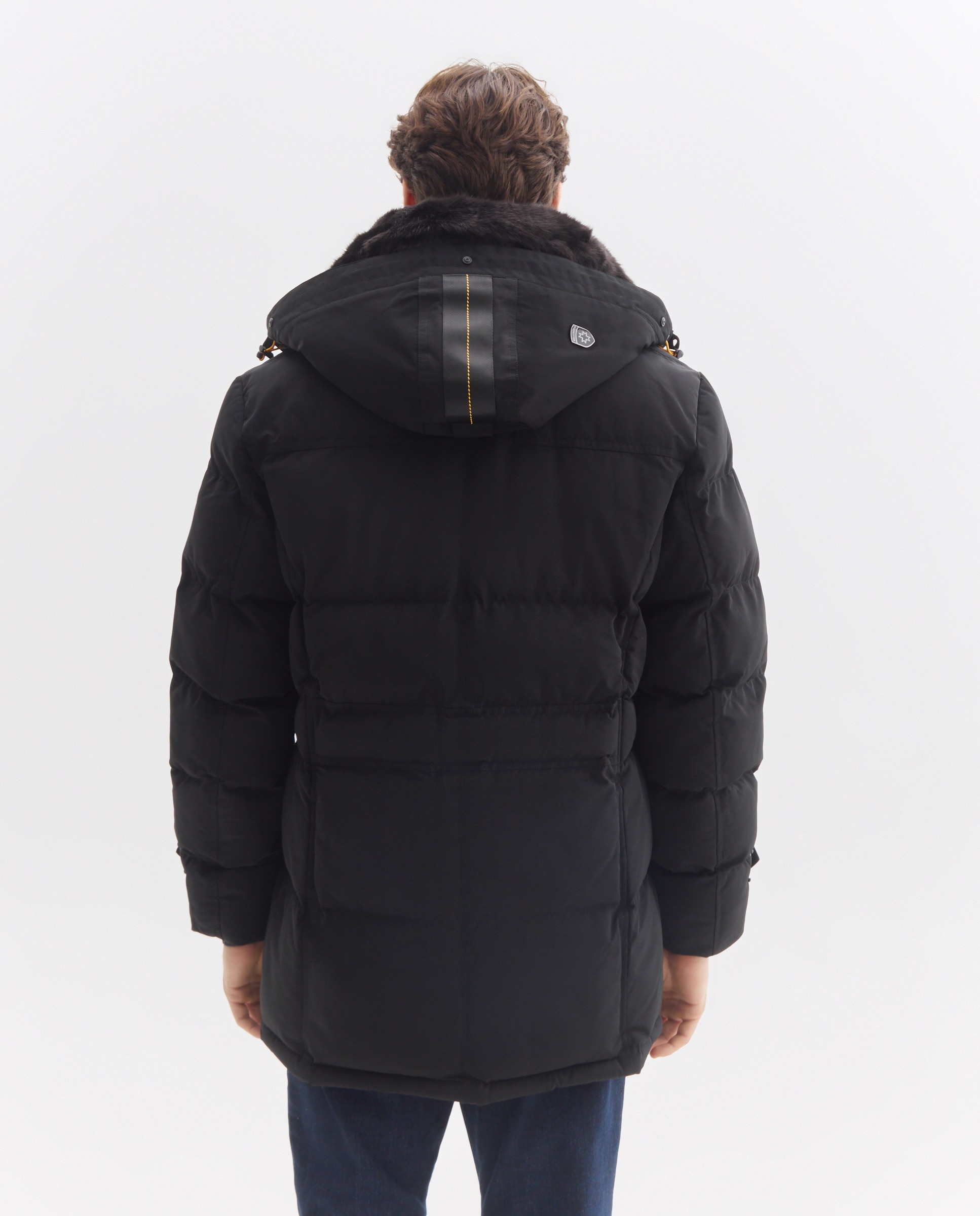 Parka Acolchoada com Capuz Desmontável Preto-4