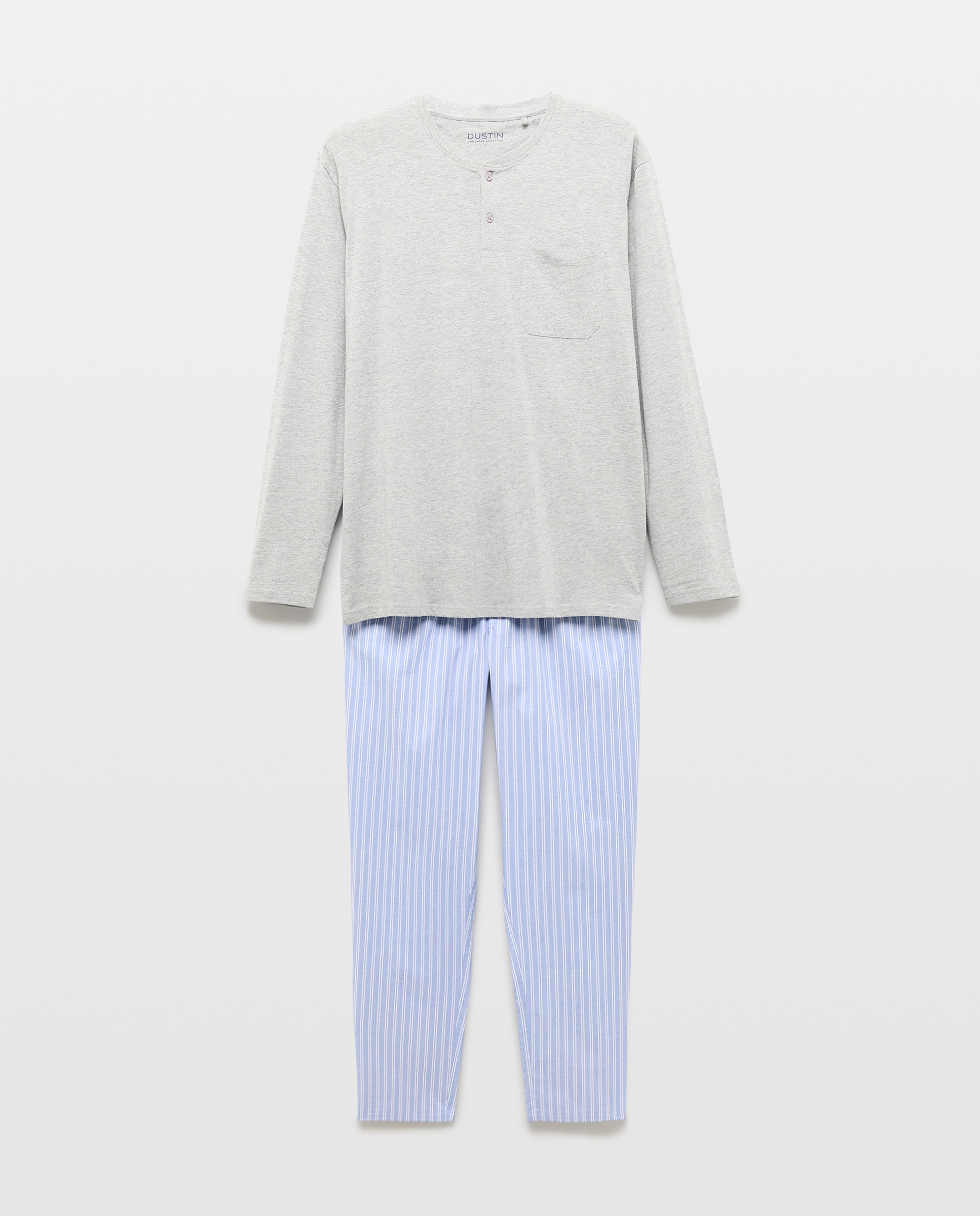 Pijama Misto Comprido Cinzento-claro-3