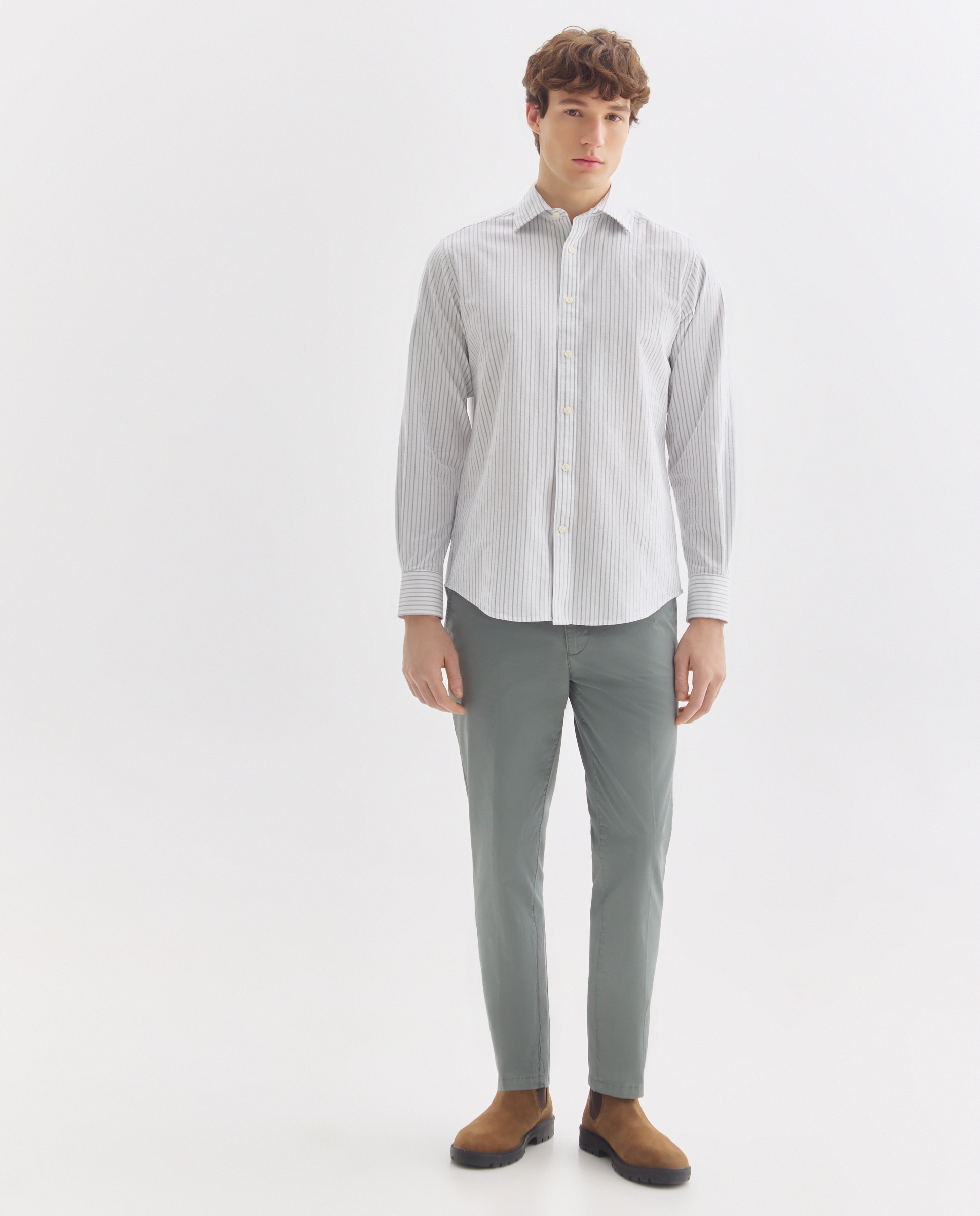Camisa sport hombre oxford rayas 510 Verde claro-2