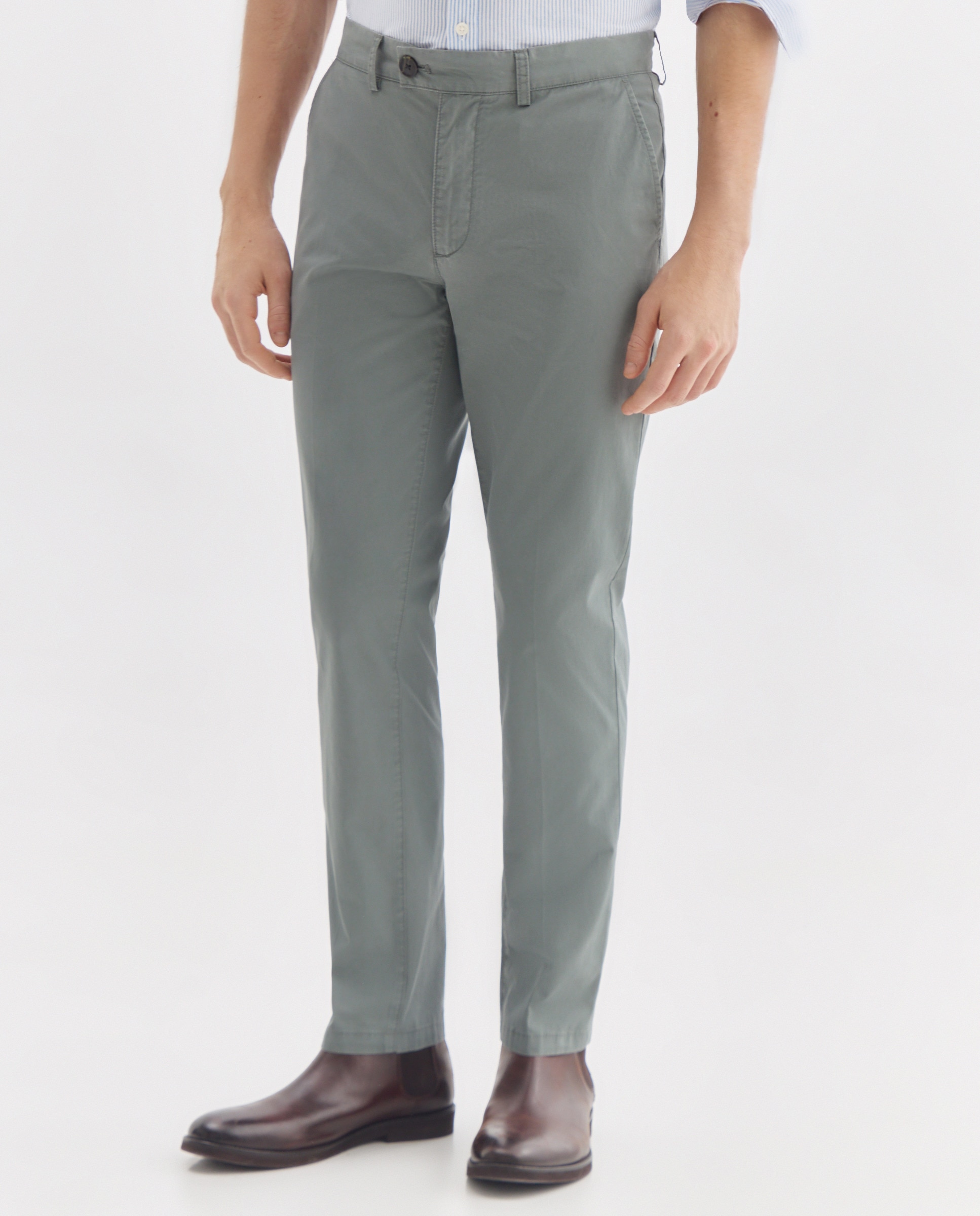 Pantalón hombre chino básico Verde-2