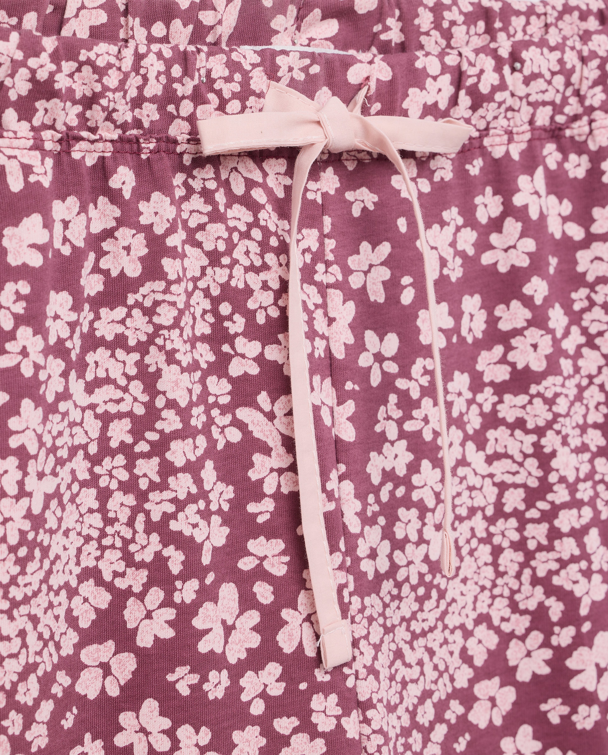 Calças de Pijama com Estampado Floral e Detalhes de Piconela Roxo-5