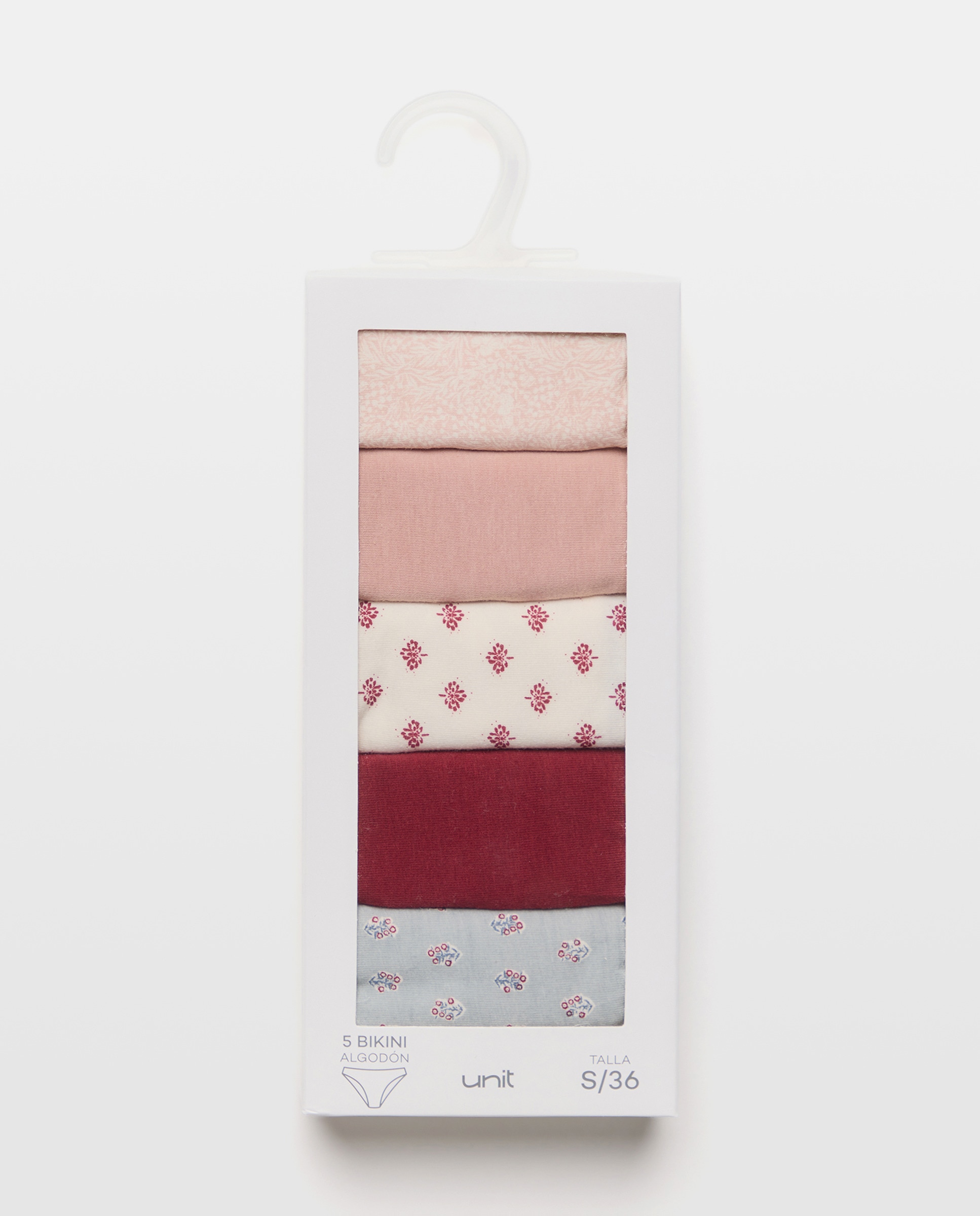 Pack 5 bragas de mujer algodón estampadas 220 Rosa palo-6