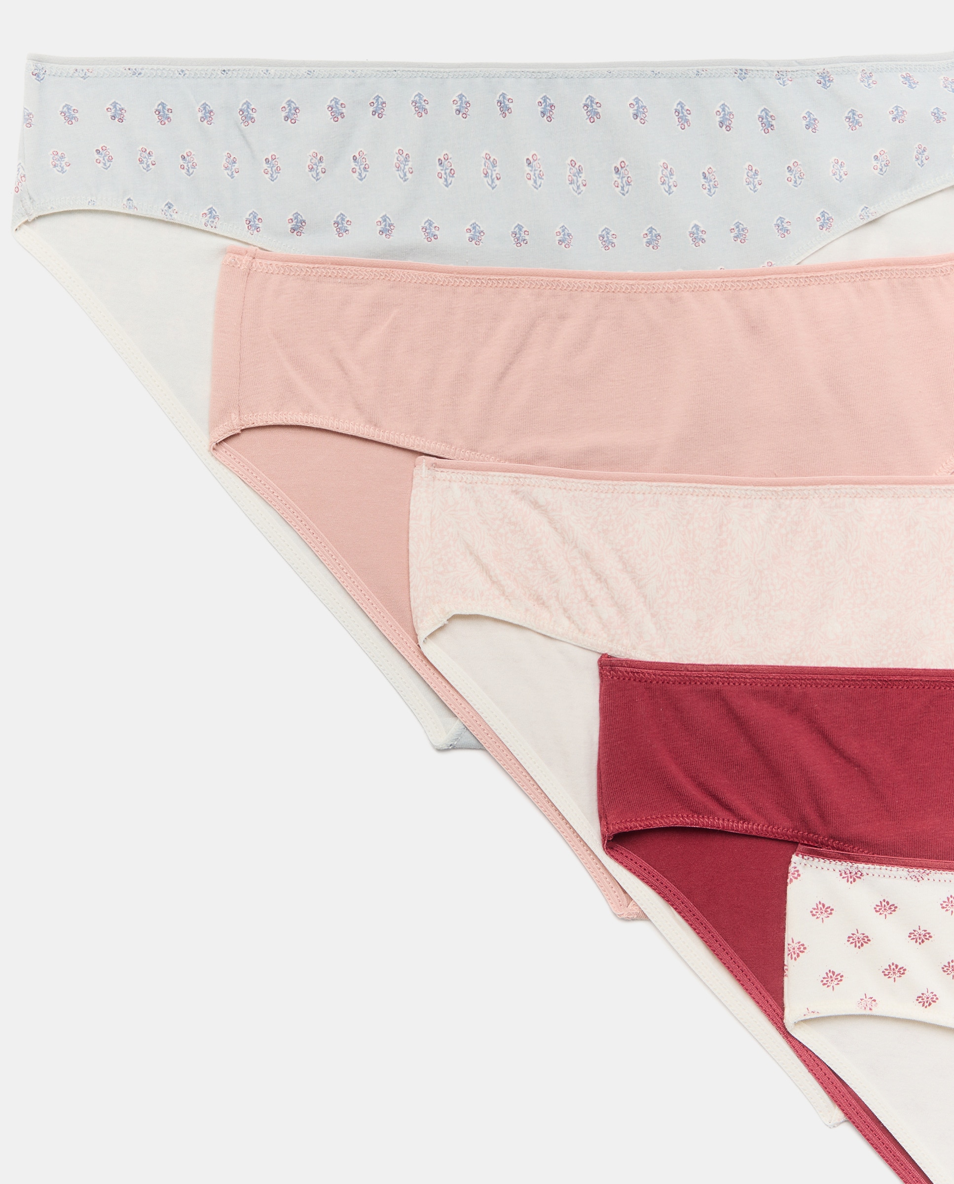 Pack 5 bragas de mujer algodón estampadas 220 Rosa palo-4