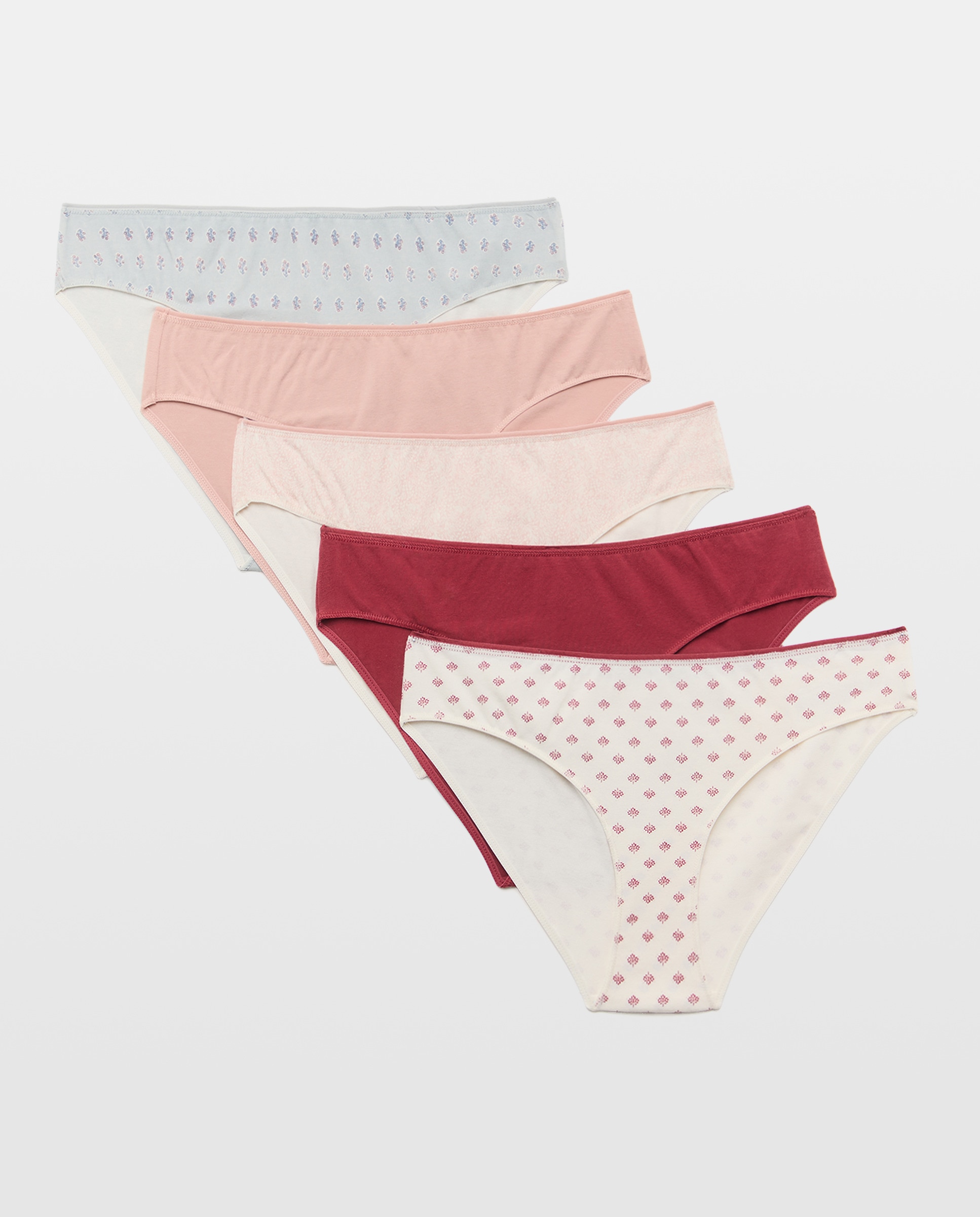 Pack 5 bragas de mujer algodón estampadas 220 Rosa palo-3