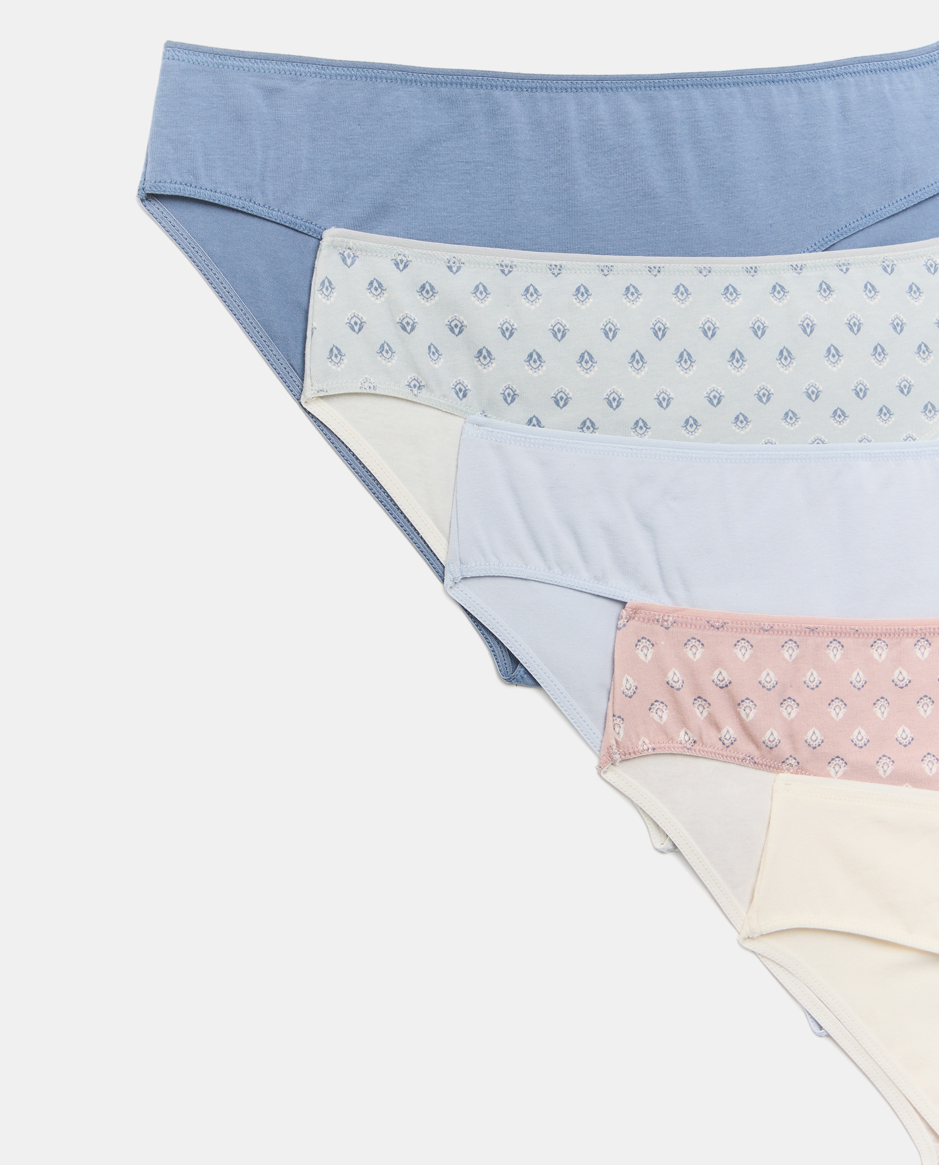 Pack 5 bragas de mujer algodón estampadas 400 Azul-4