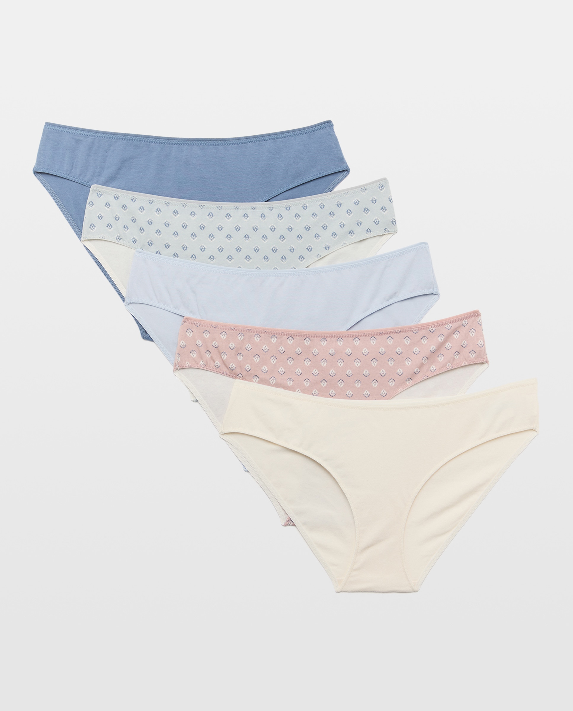 Pack 5 bragas de mujer algodón estampadas 400 Azul-3