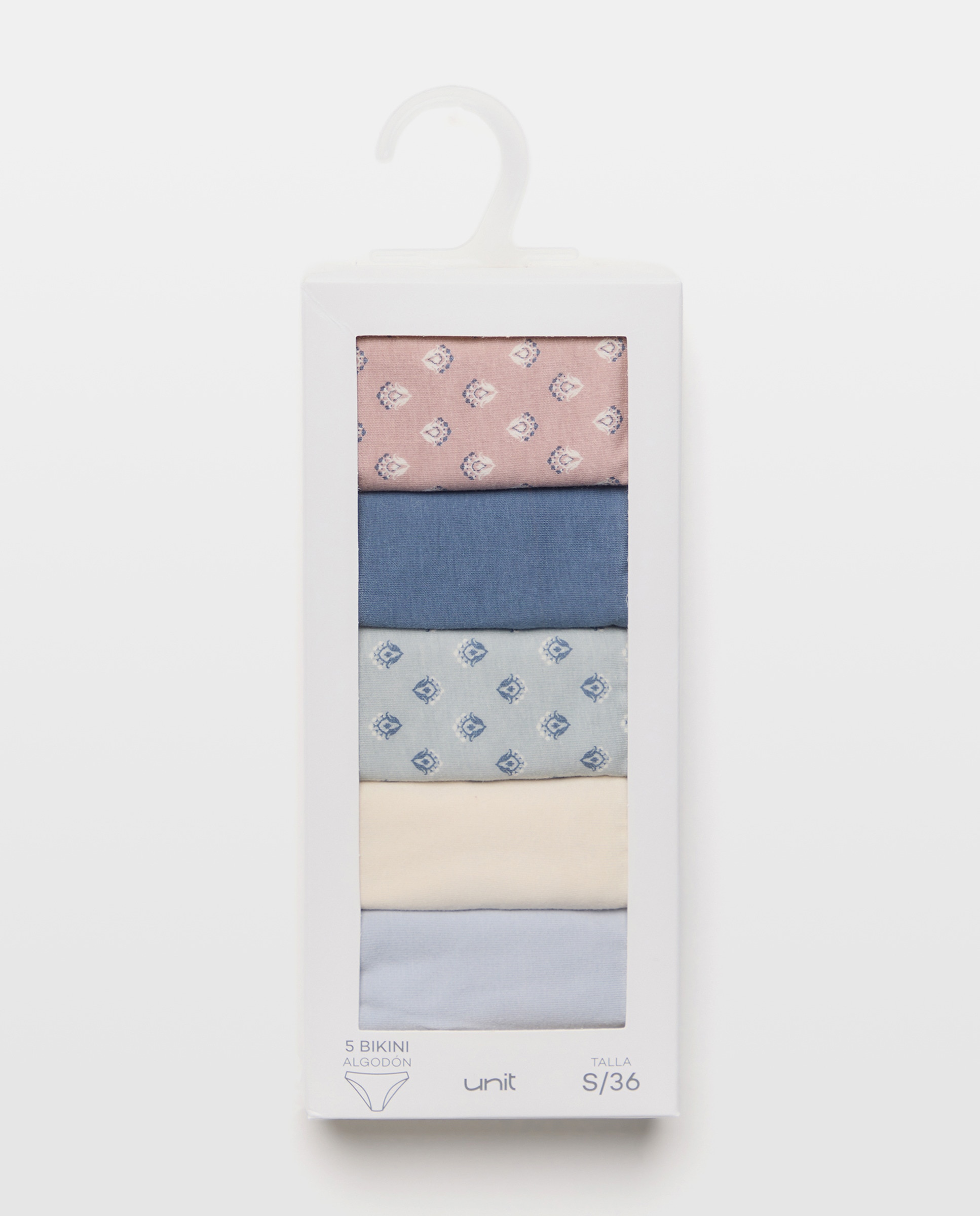 Pack 5 bragas de mujer algodón estampadas 400 Azul-6