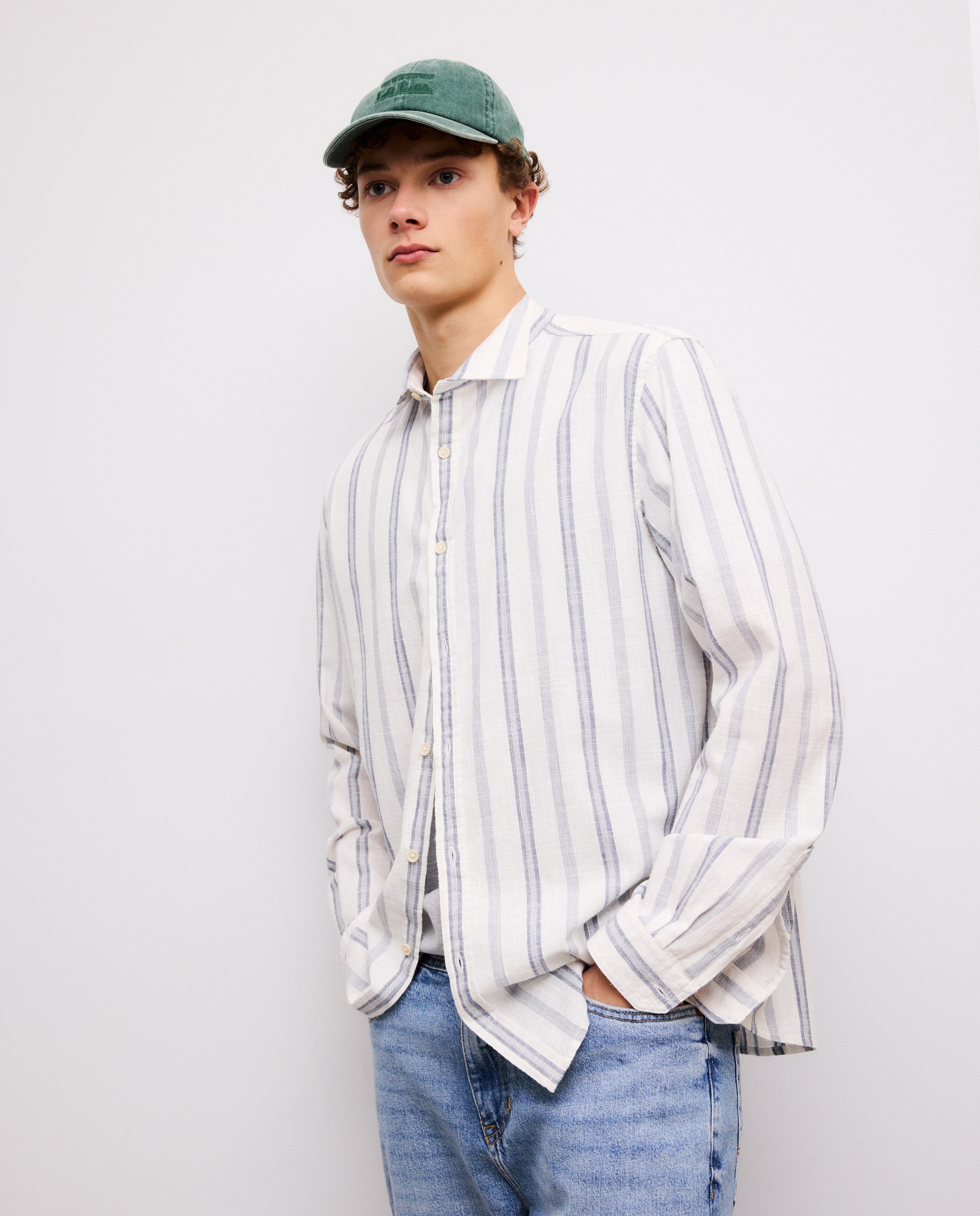 Camisa às Riscas 400 Azul-1