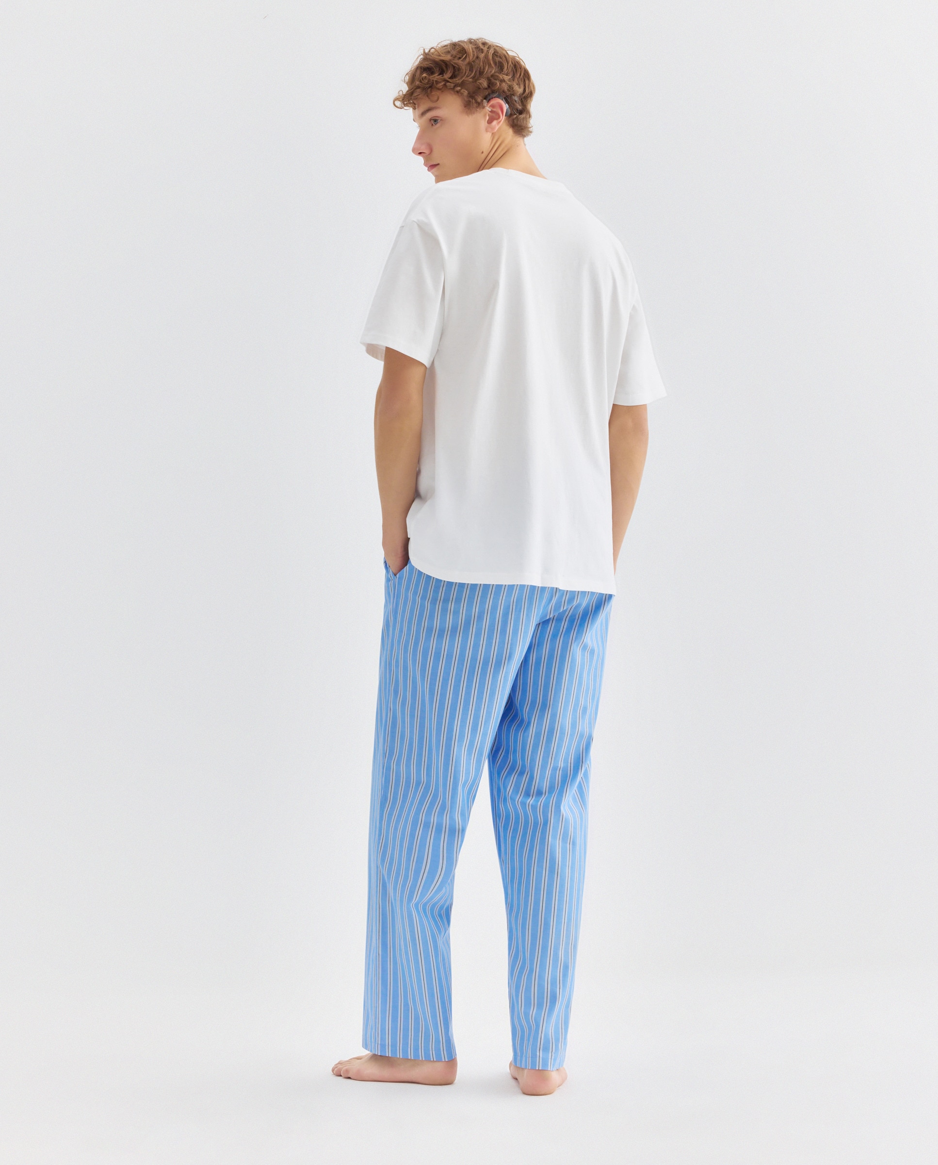 Pijama de Algodão com Manga Curta Branco-2