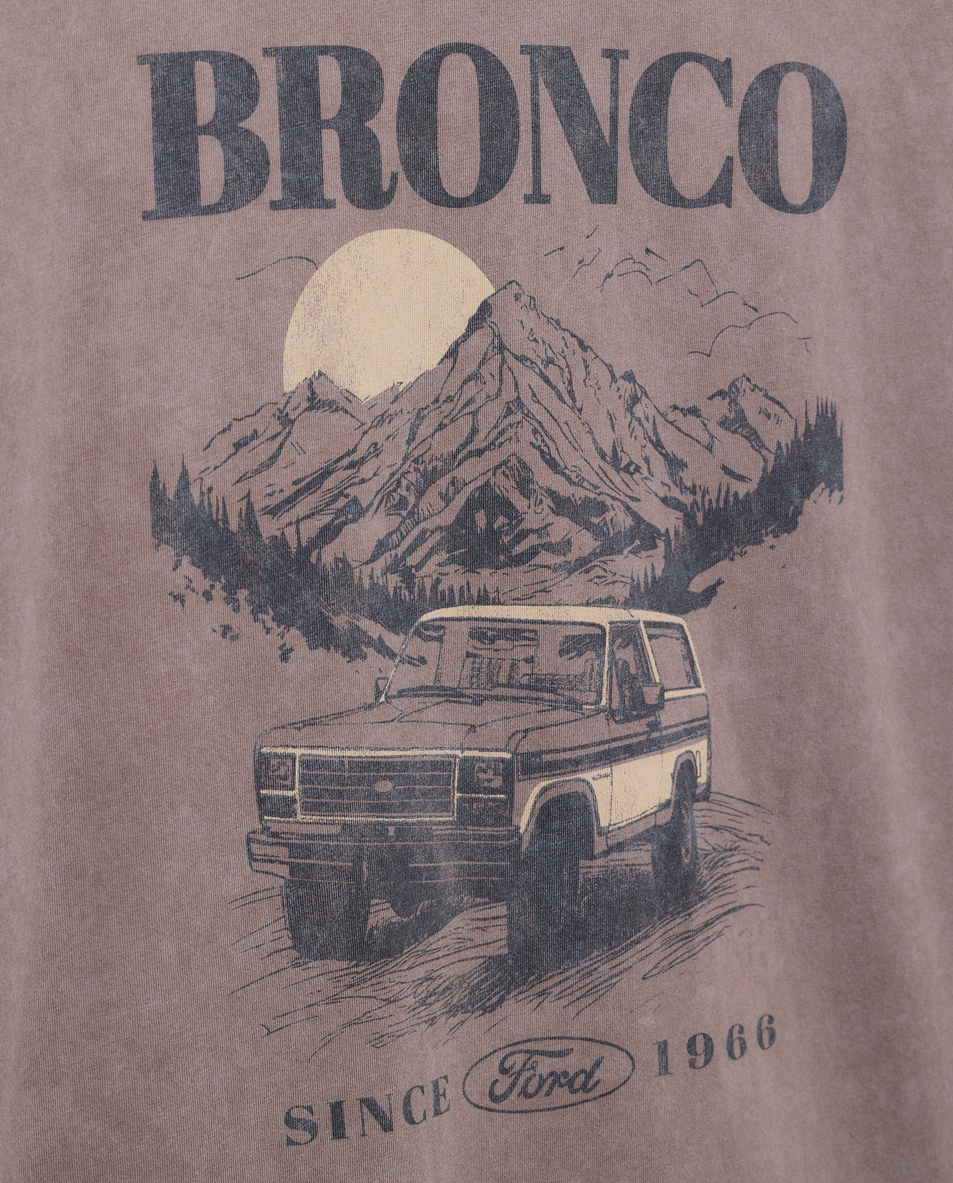 T-shirt de Manga Curta com Estampado Bronco Castanho-5