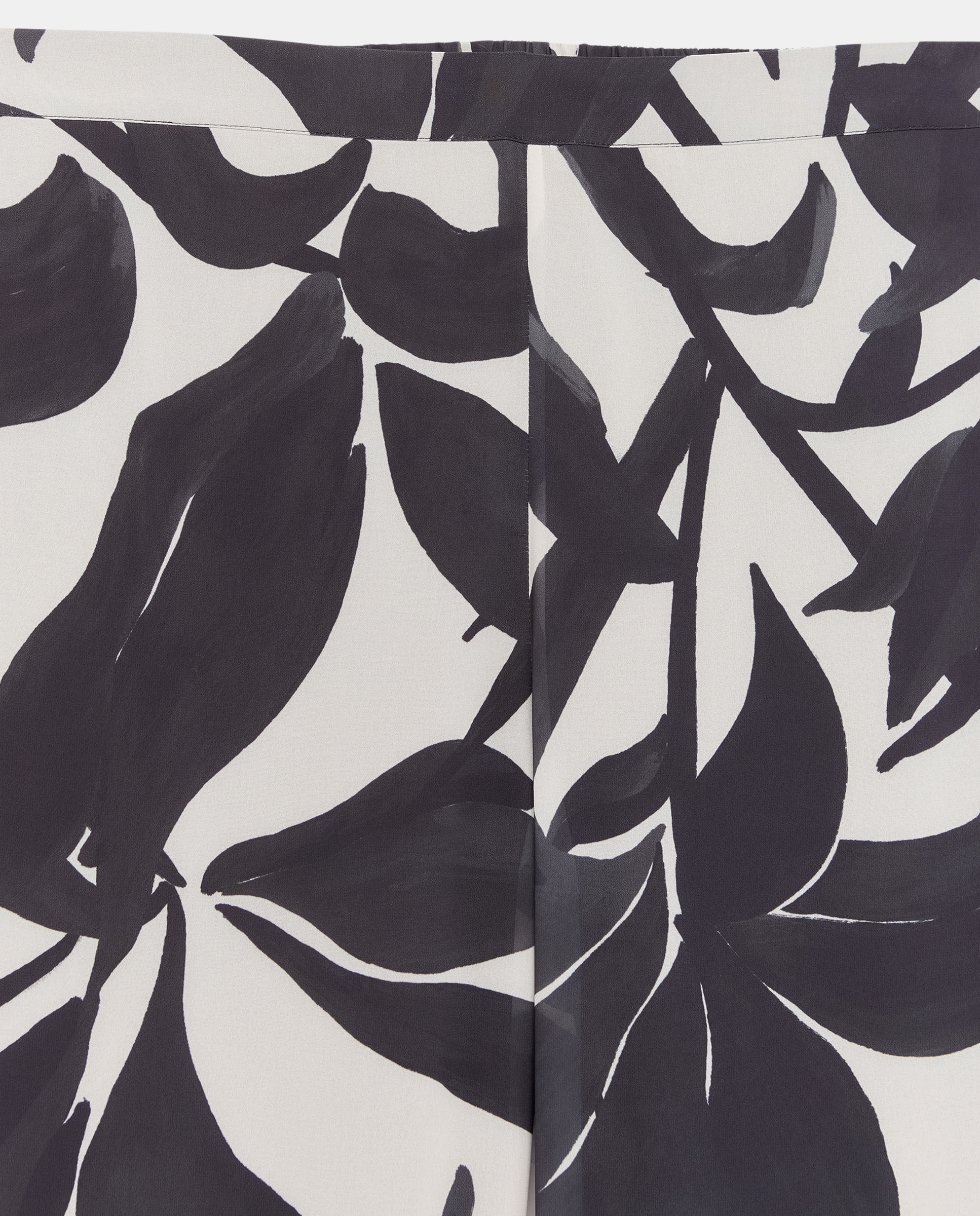 Calças Largas com Chiffon Estampado Preto-5