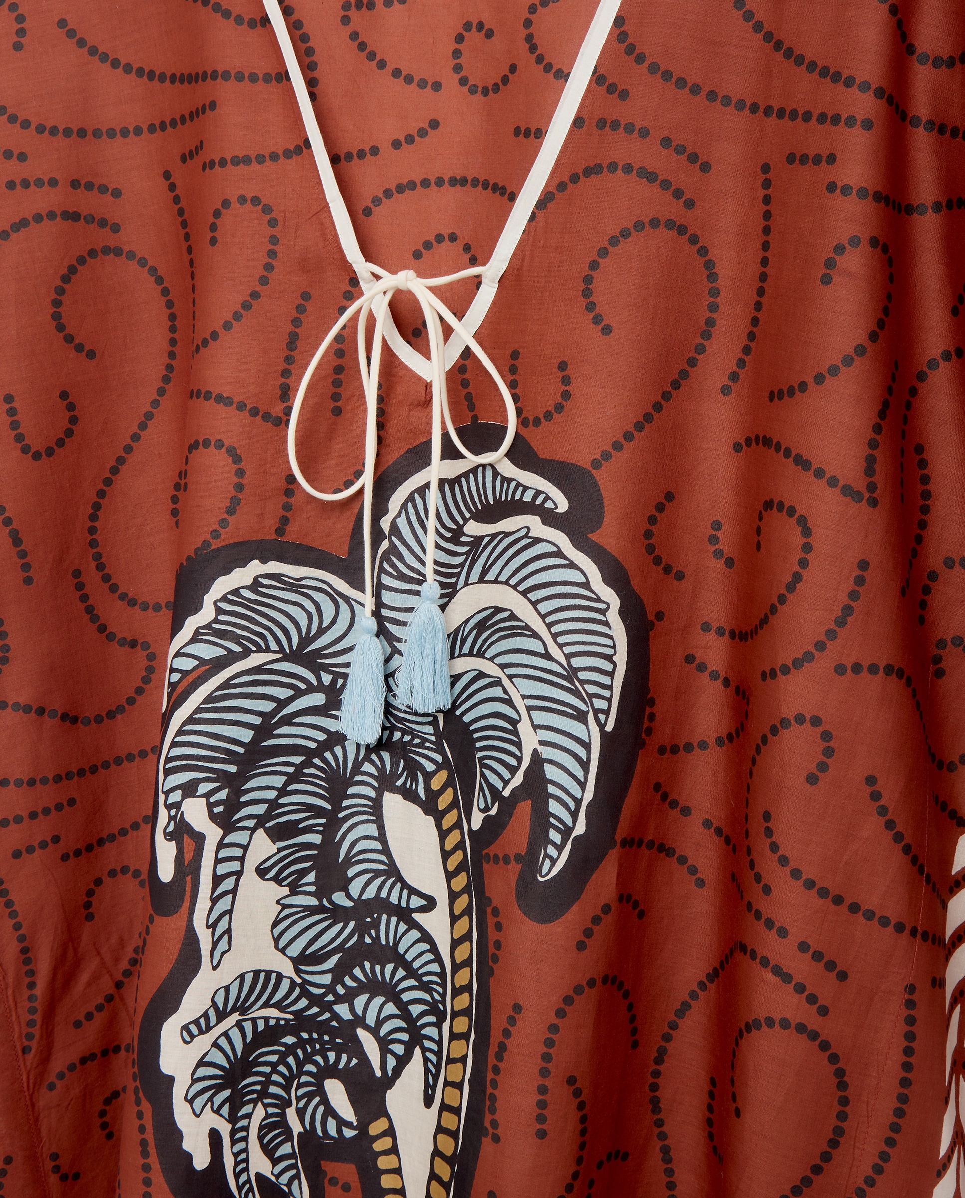 Kaftan de Praia com Estampado 770 Terracota-3