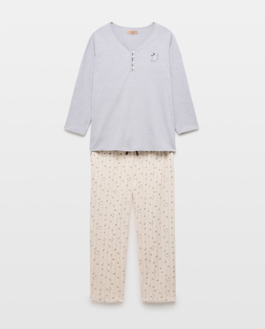 Imagem 0 de Pijama com T-shirt Estampada e Calças com Estampado Floral