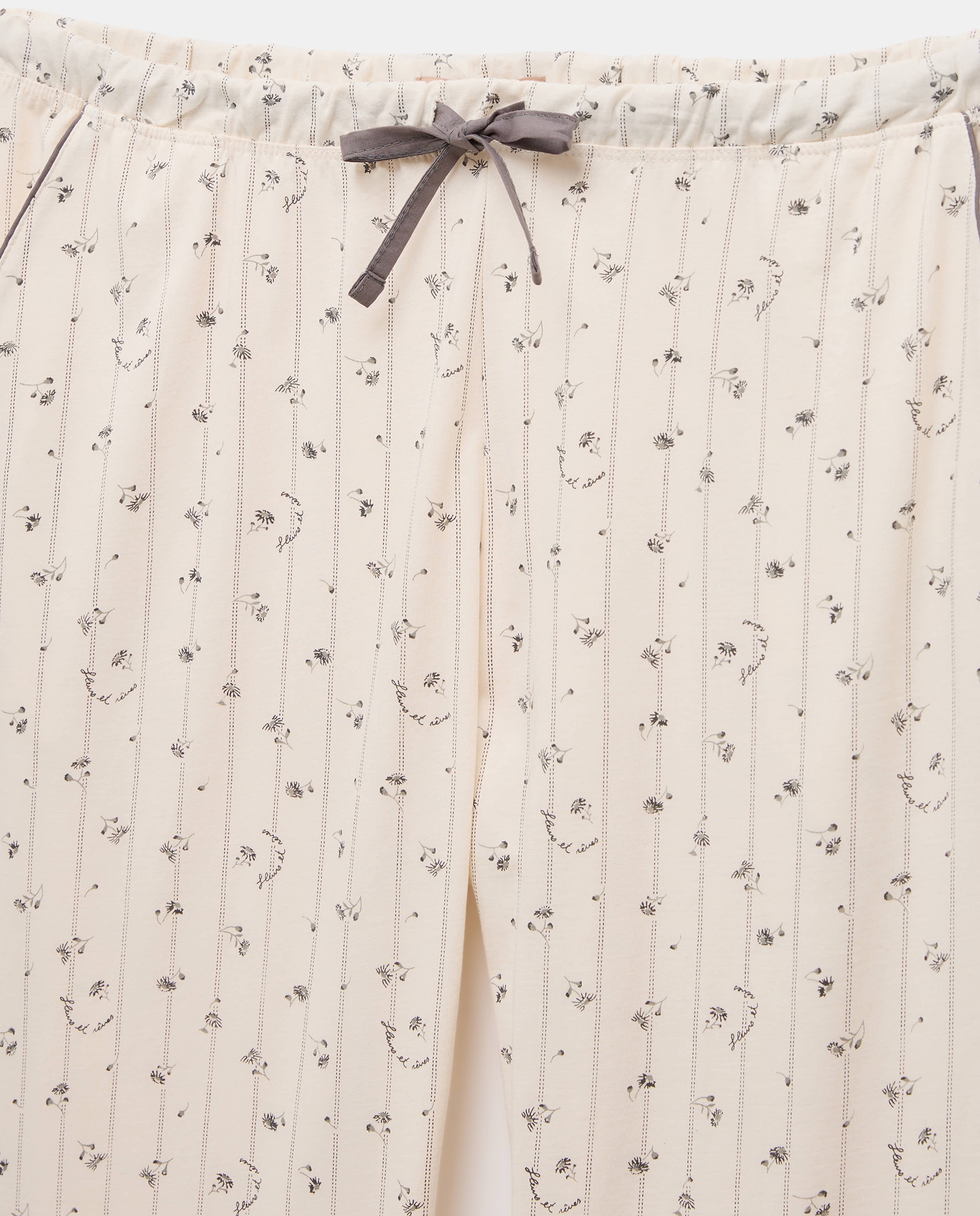 Pijama com T-shirt Estampada e Calças com Estampado Floral Branco-5