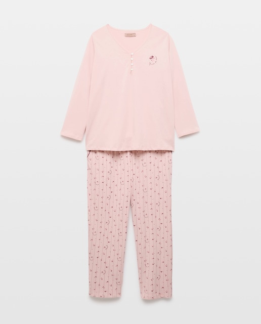 Imagem 0 de Pijama com T-shirt Estampada e Calças com Estampado Floral