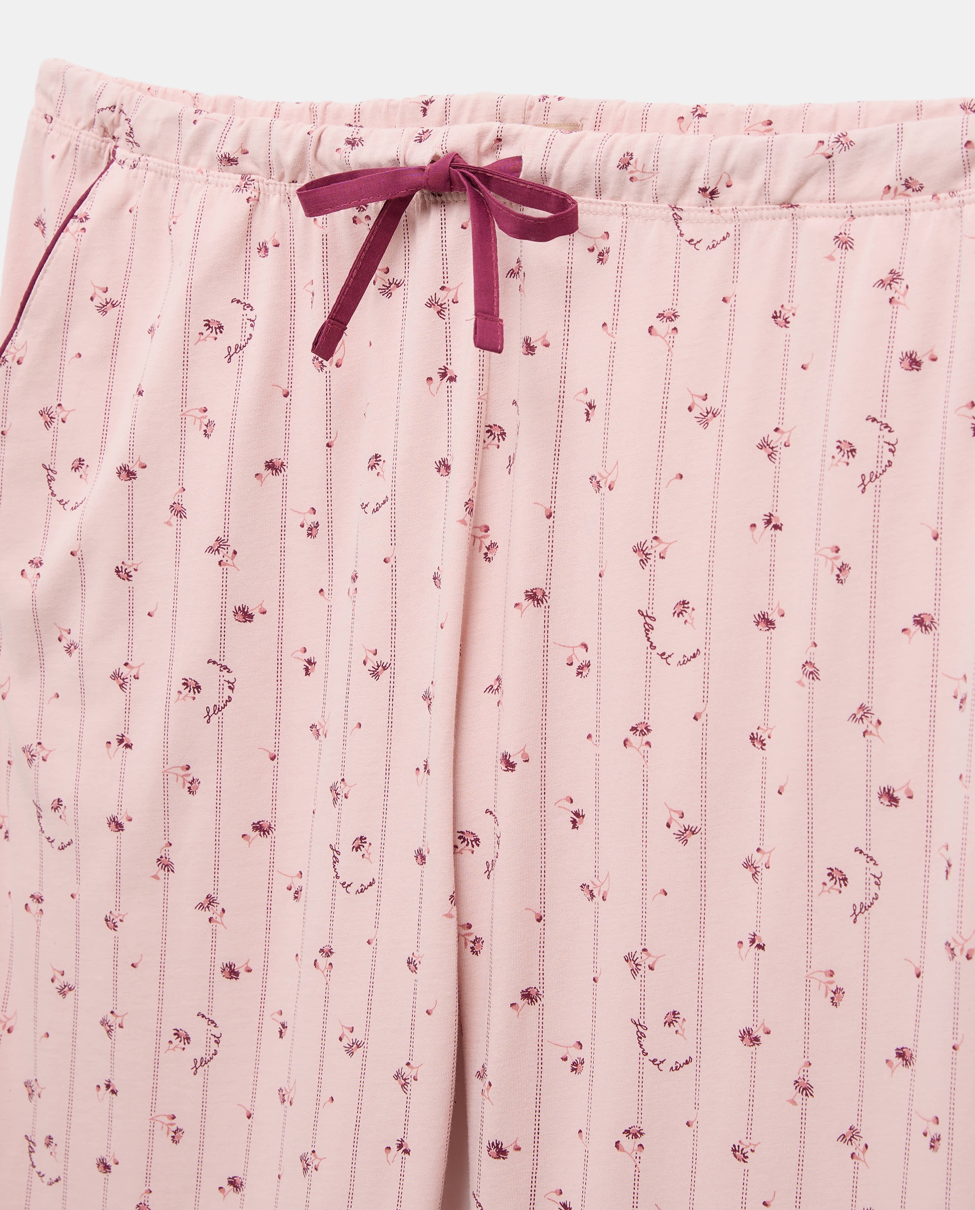 Pijama com T-shirt Estampada e Calças com Estampado Floral Rosa-5