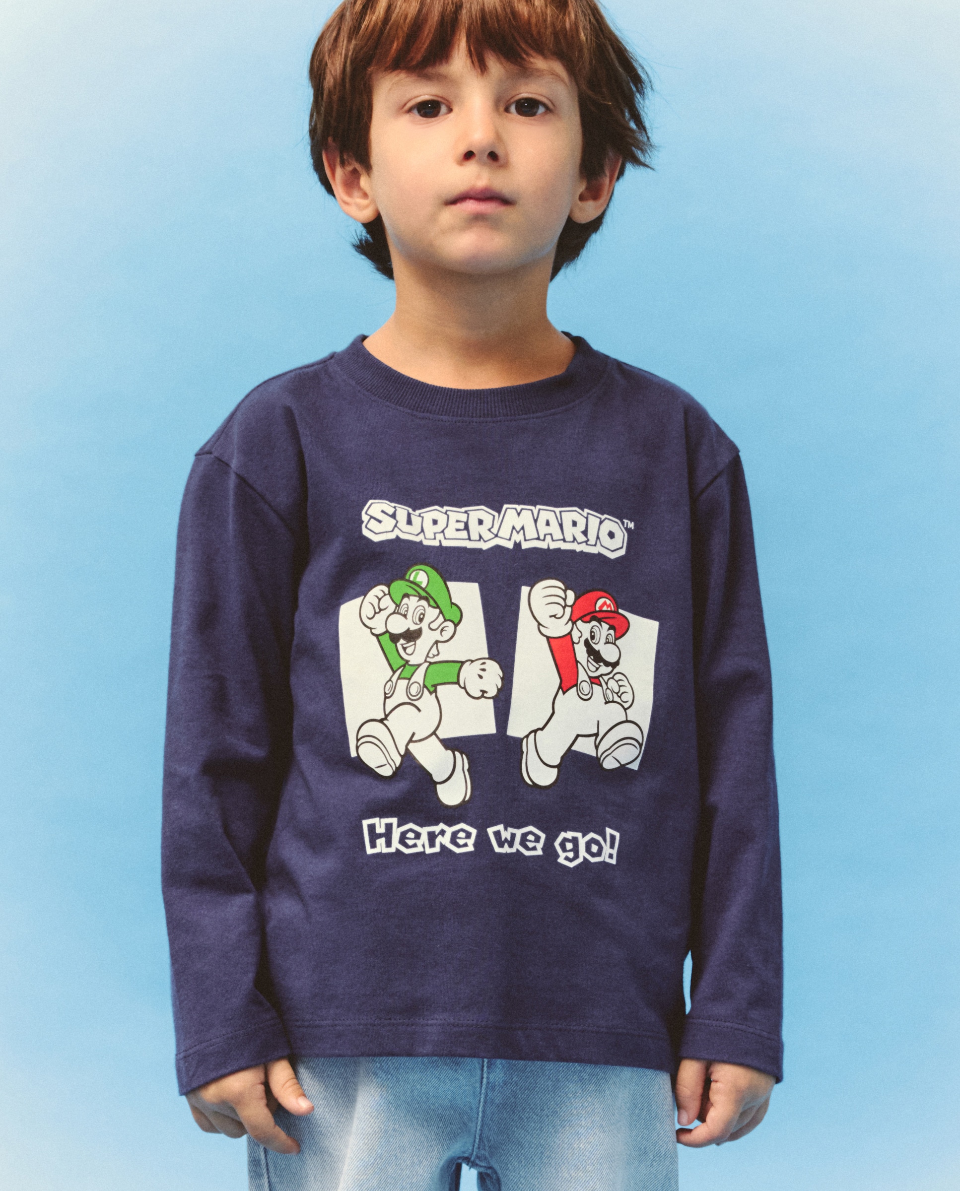Camisola de Manga Comprida com Estampado Mario Bros Kids El Corte Inglés Azul-marinho-2