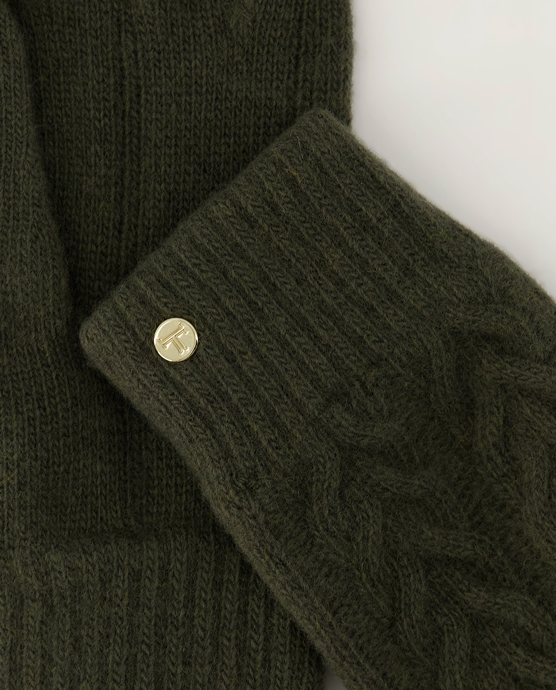 Luvas de Lã e Caxemira com Malha do Cabo 520 Caqui-2