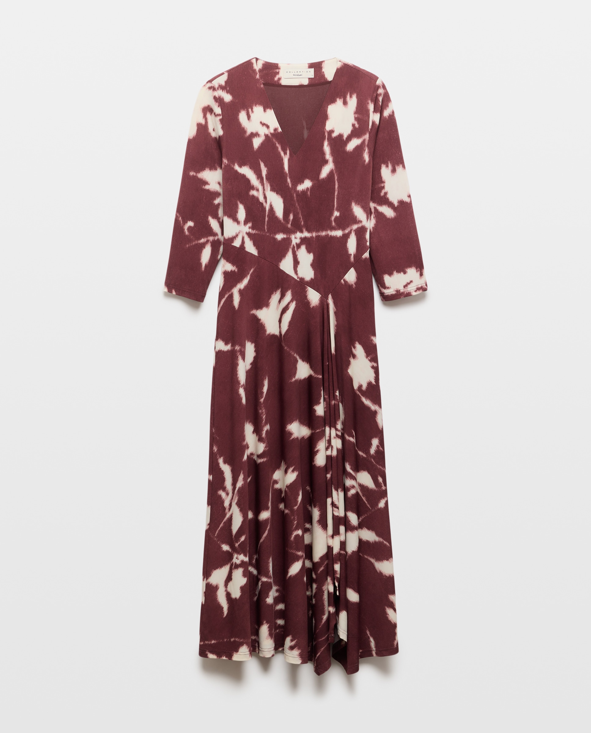 Vestido ITY Estampado com Decote em Bico e Manga Comprida Rosa-4