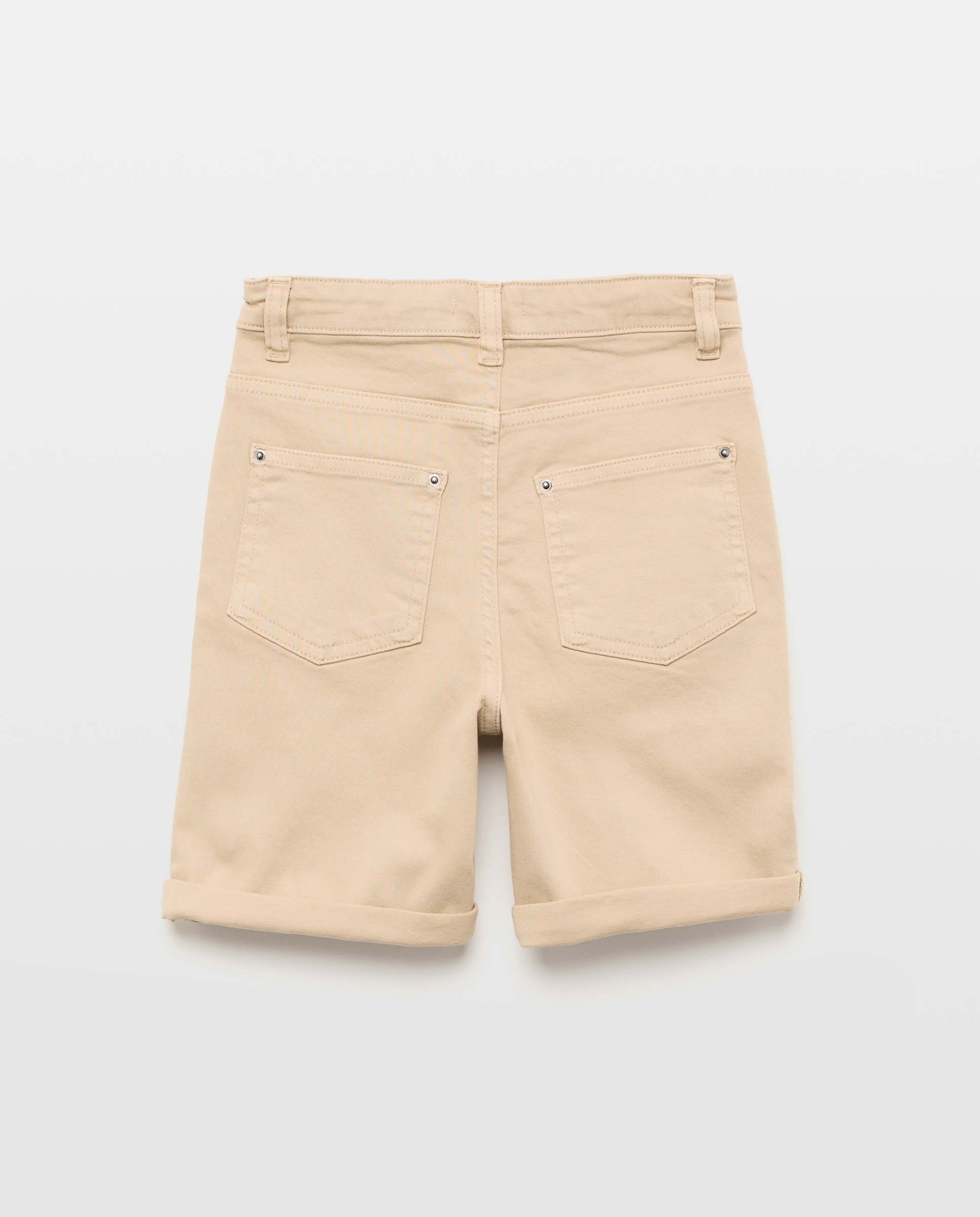 Bermuda de niño denim color 5 bolsillos efecto lava Beige-2