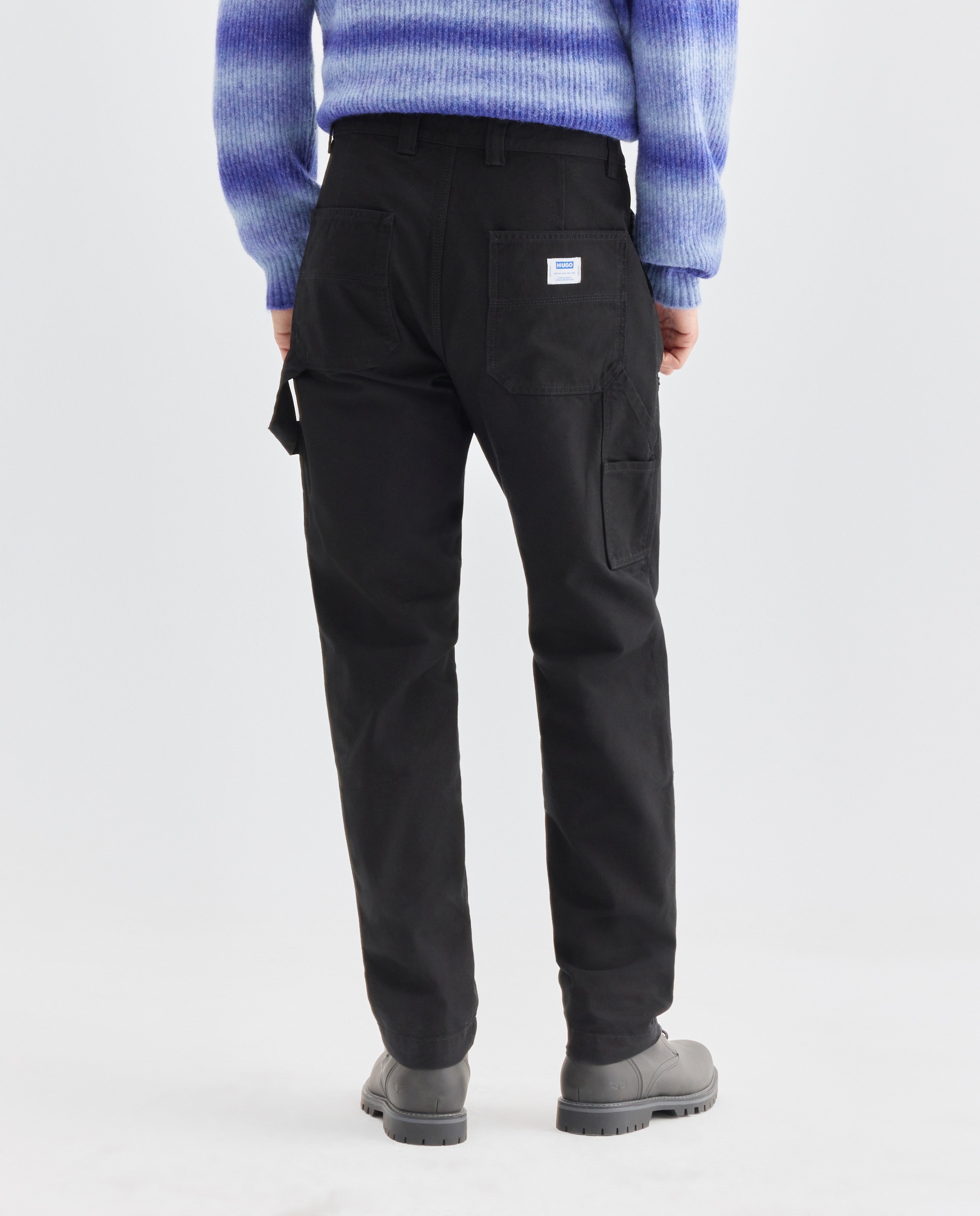 Calças com Corte Folgado Preto-3