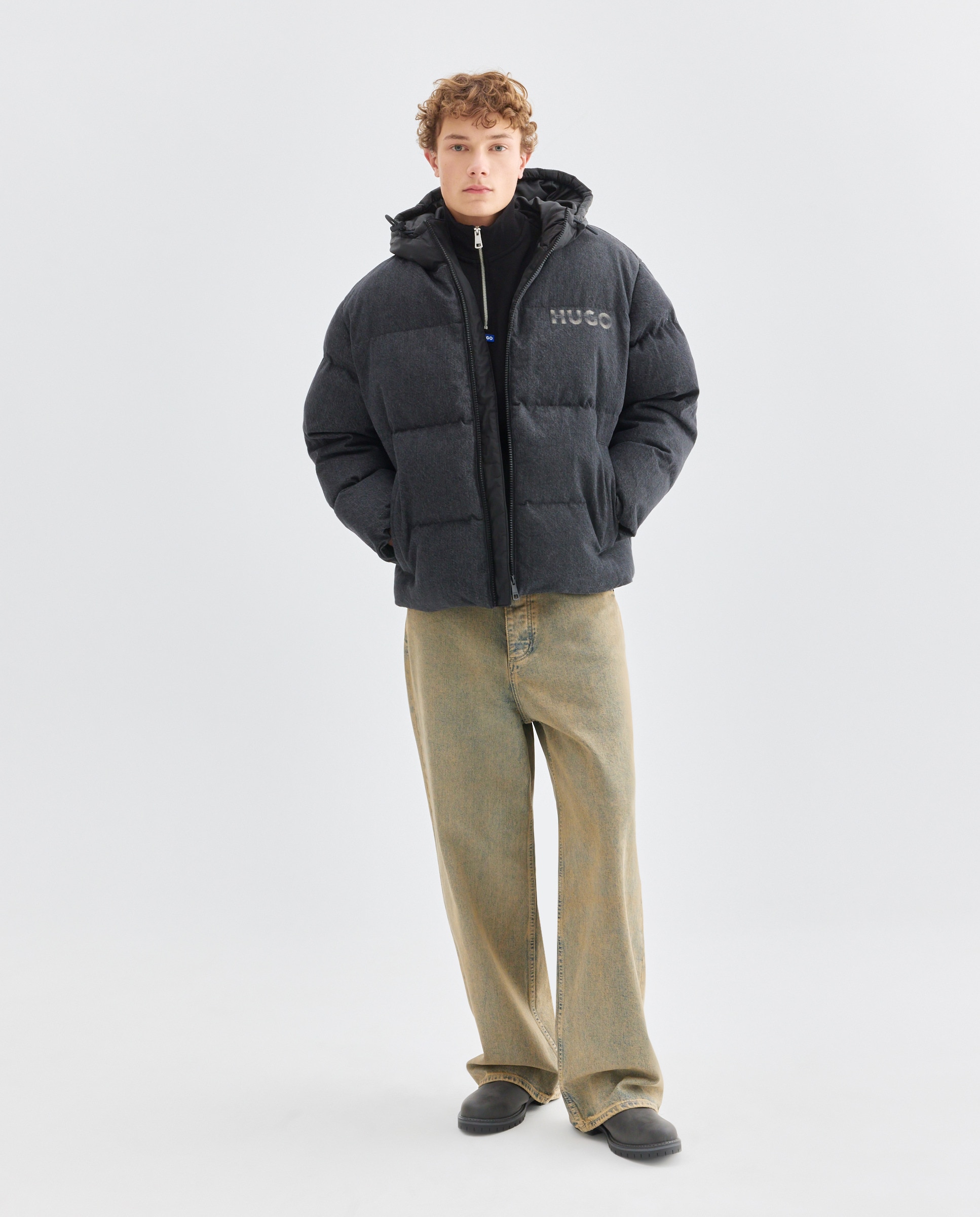 Sobretudo Acolchoado com Manga Comprida Preto-3