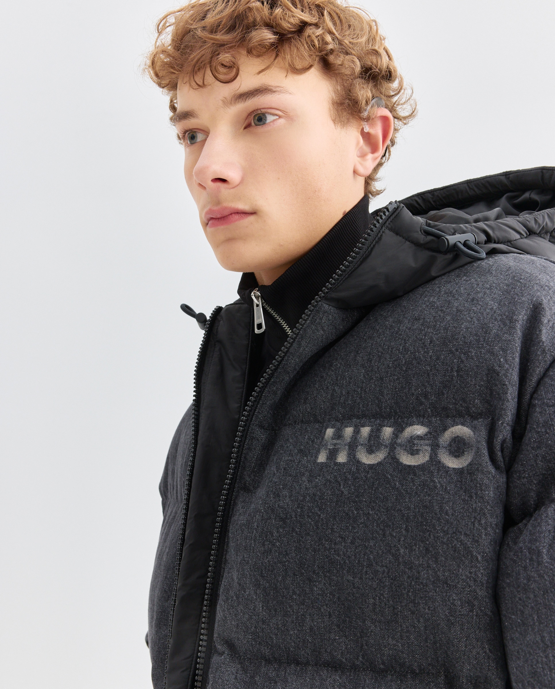 Sobretudo Acolchoado com Manga Comprida Preto-2