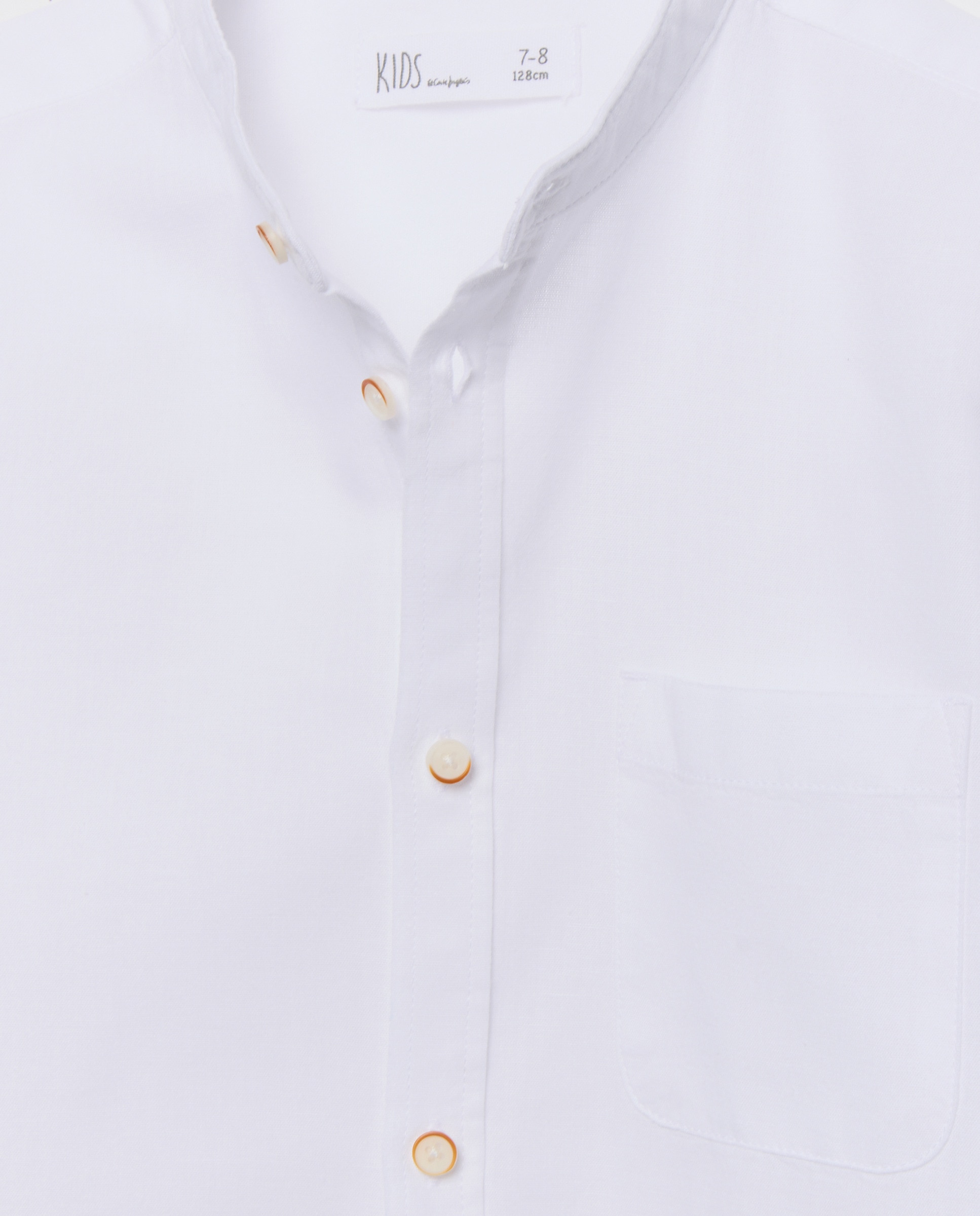 Camisa Lisa com Gola à Padre Branco-6