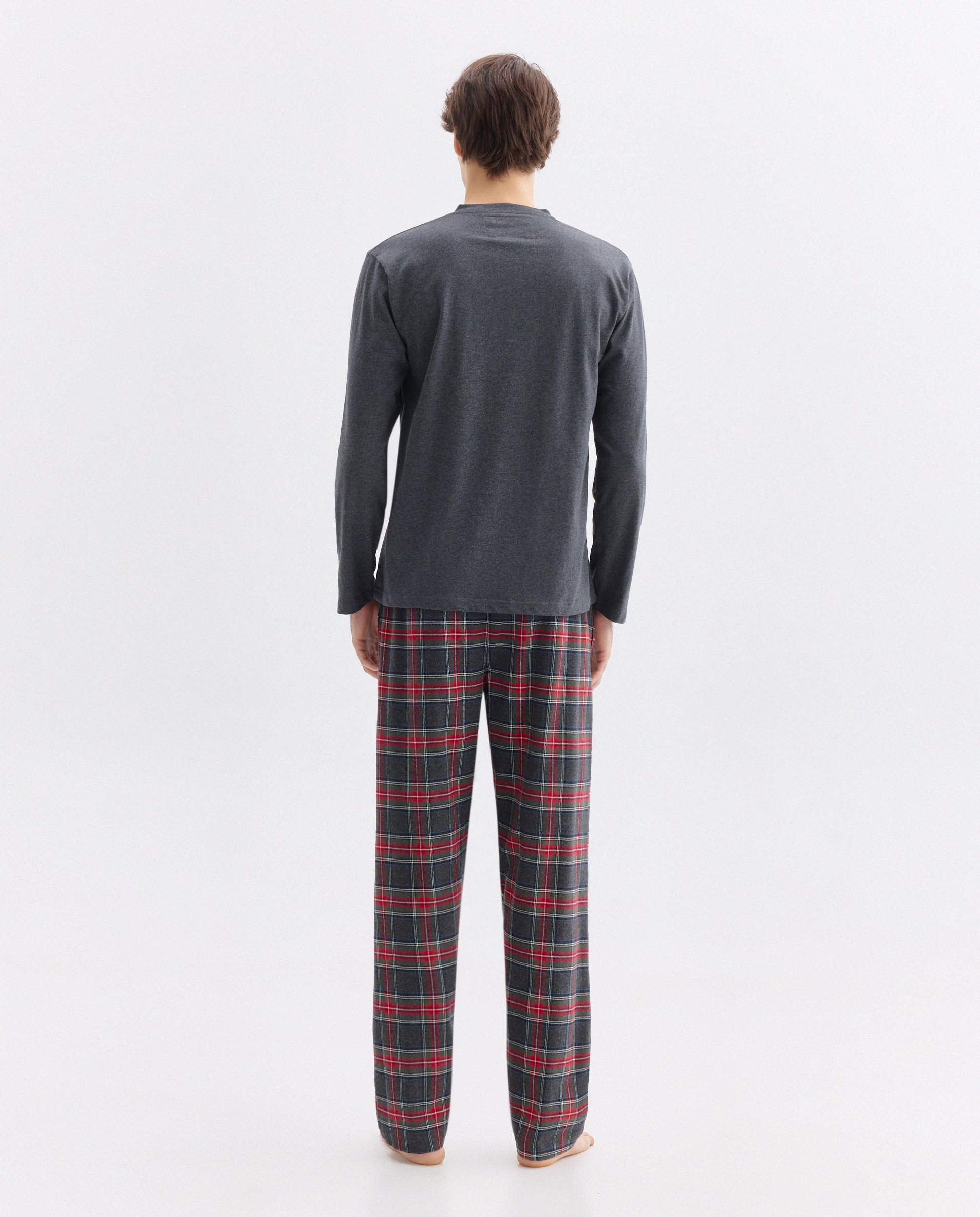 Pijama Combinado com Camisola de Malha Cinzento-2