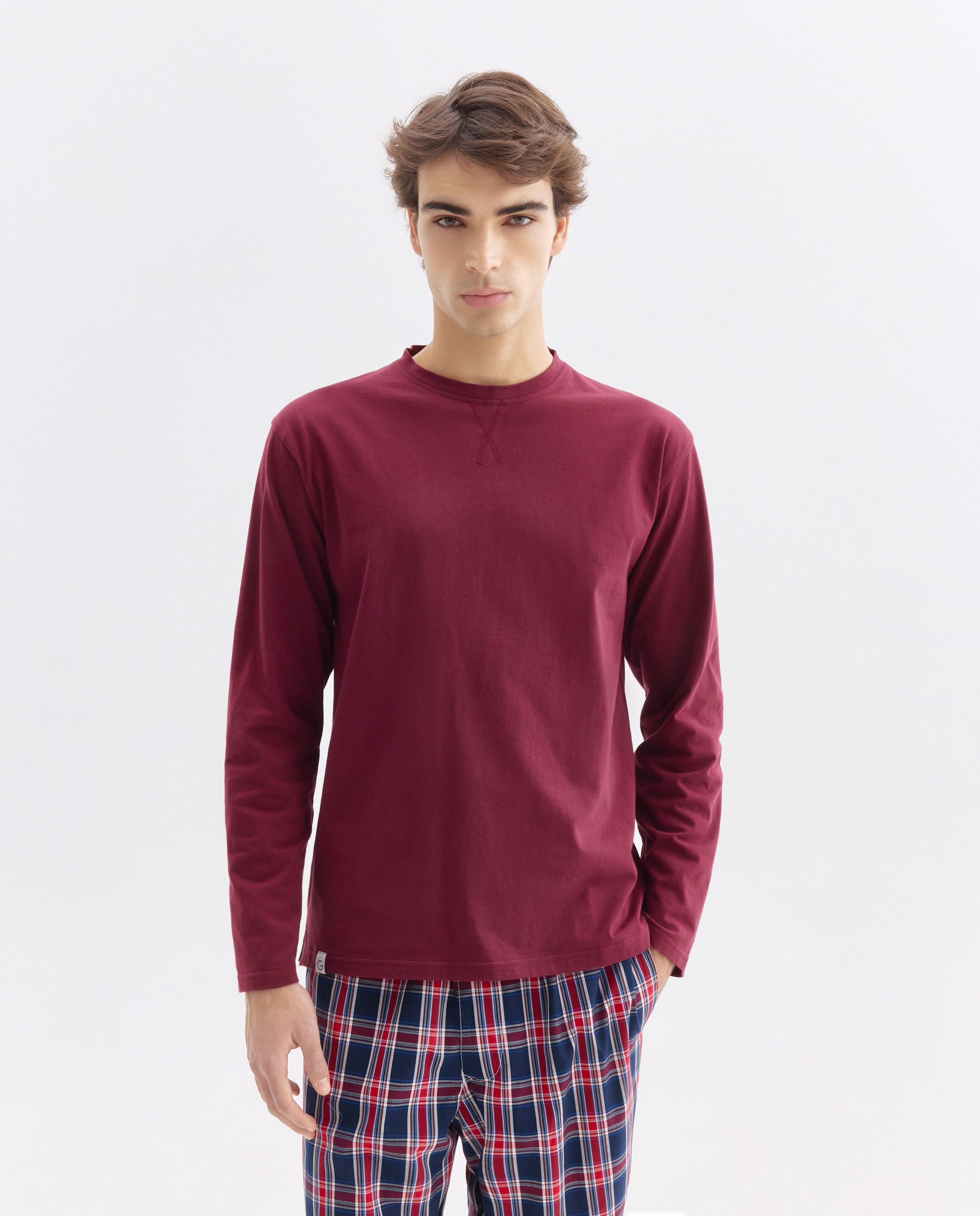 Camisola de Malha com Manga Comprida Grená-1