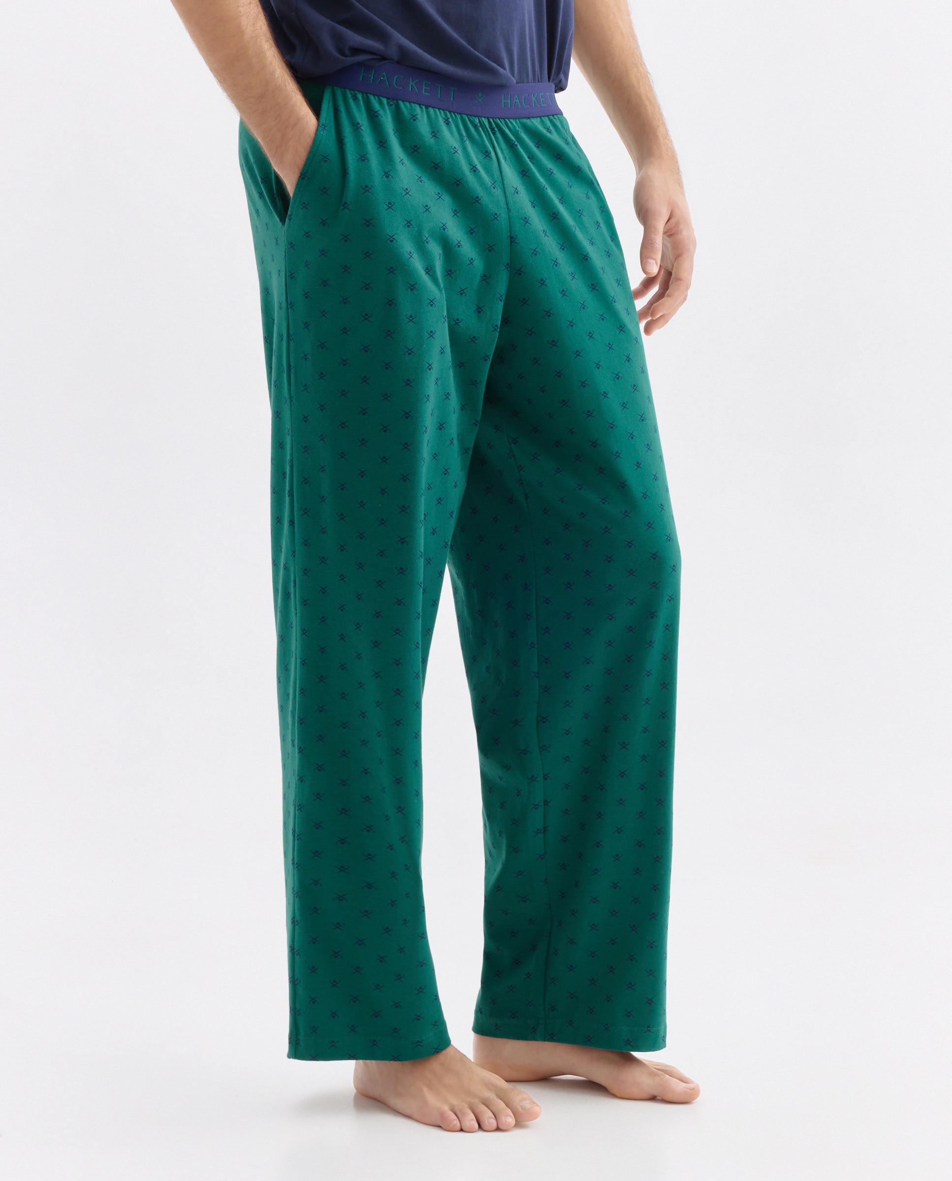 Calças de Malha de Algodão com Estampado Verde-2