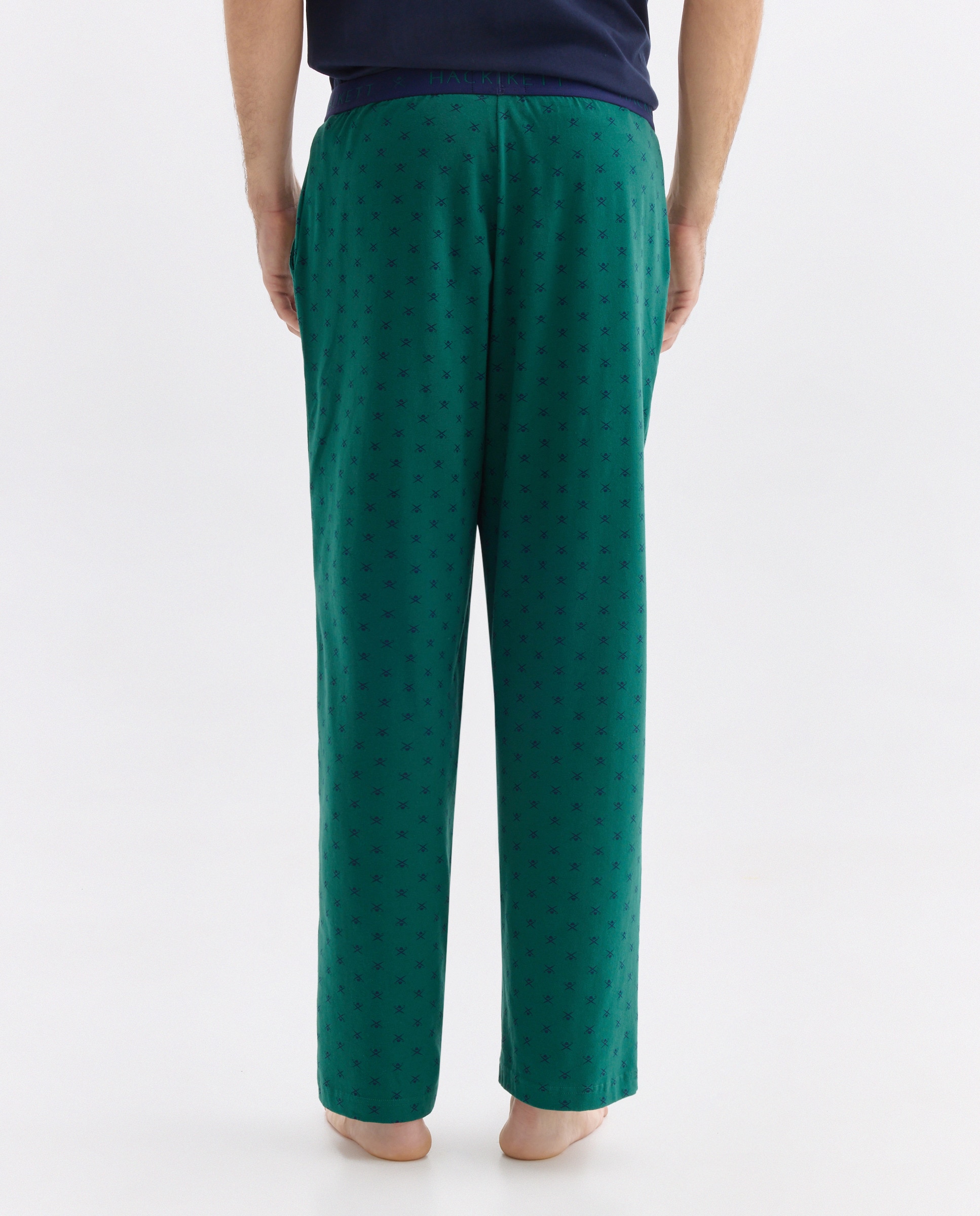 Calças de Malha de Algodão com Estampado Verde-3