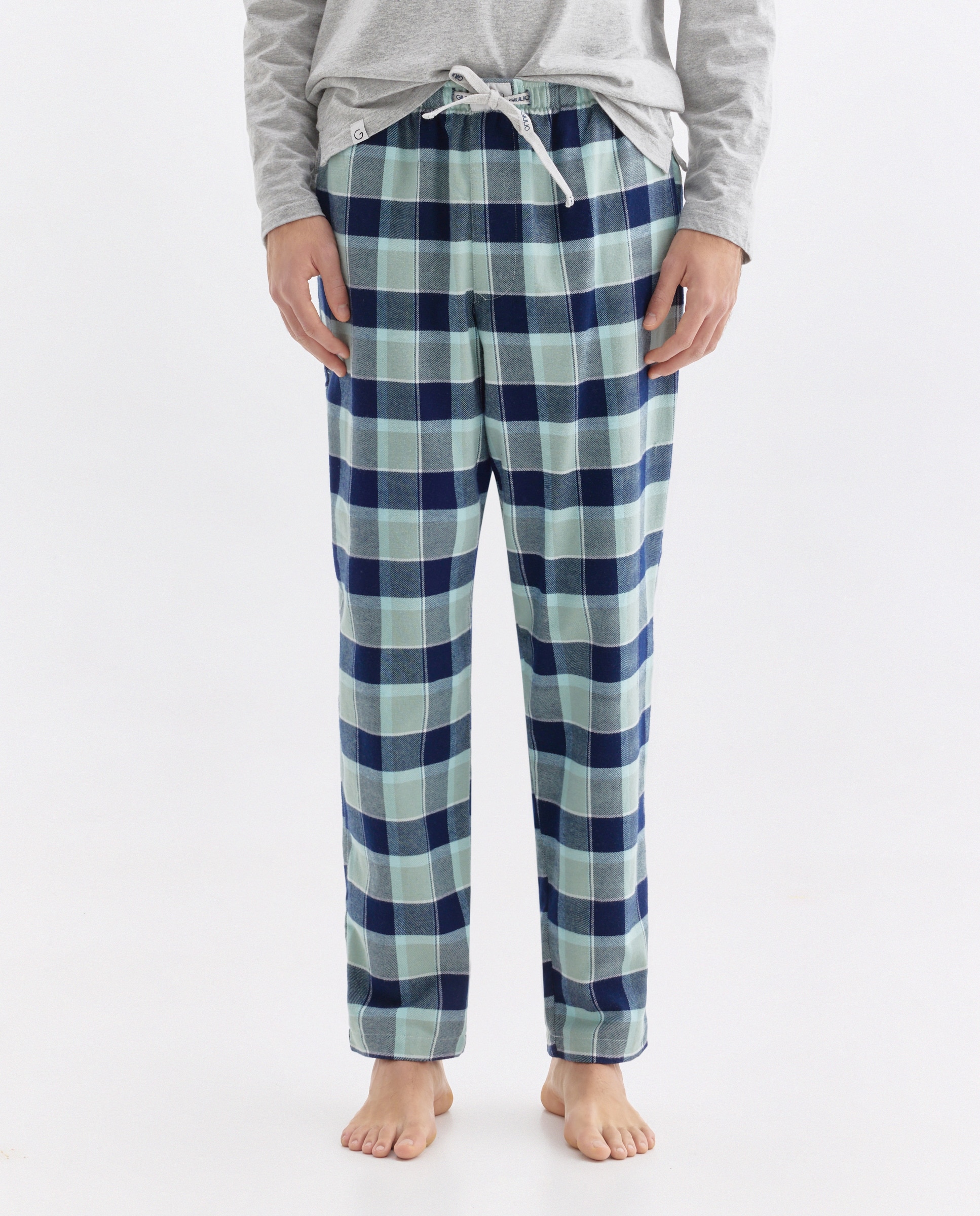 Calças de Flanela Azul-2