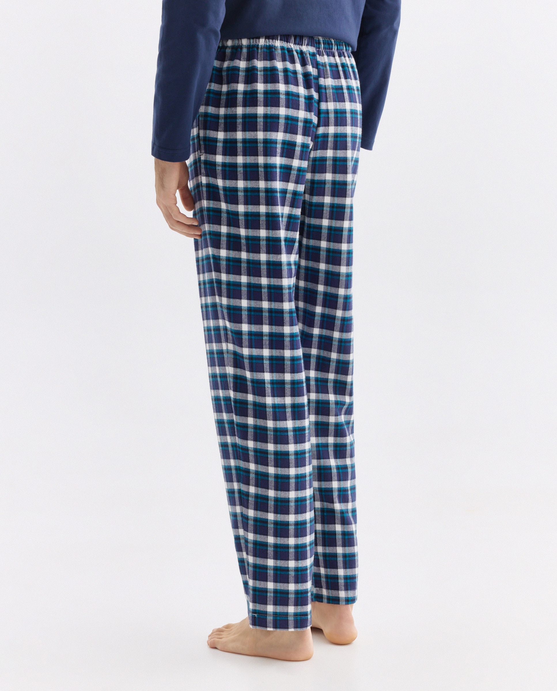 Calças de Flanela Azul-marinho-3