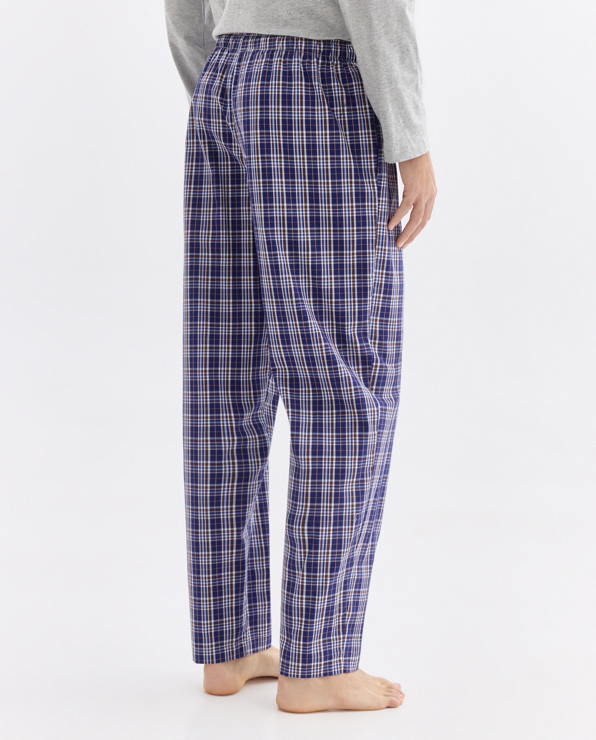 Calças de Tecido Azul-3