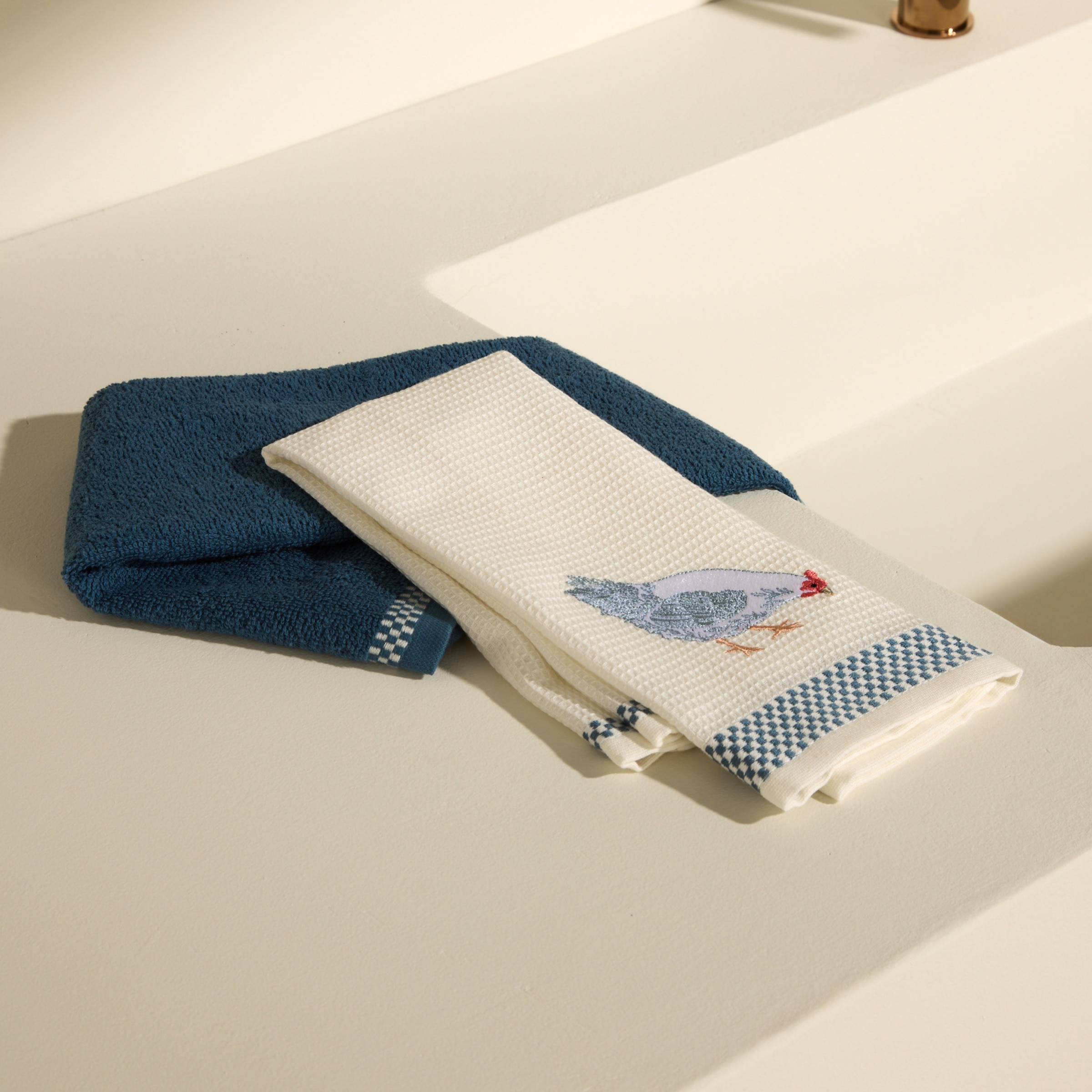 Set 2 paños de cocina algodón Gallina Multicolor-1