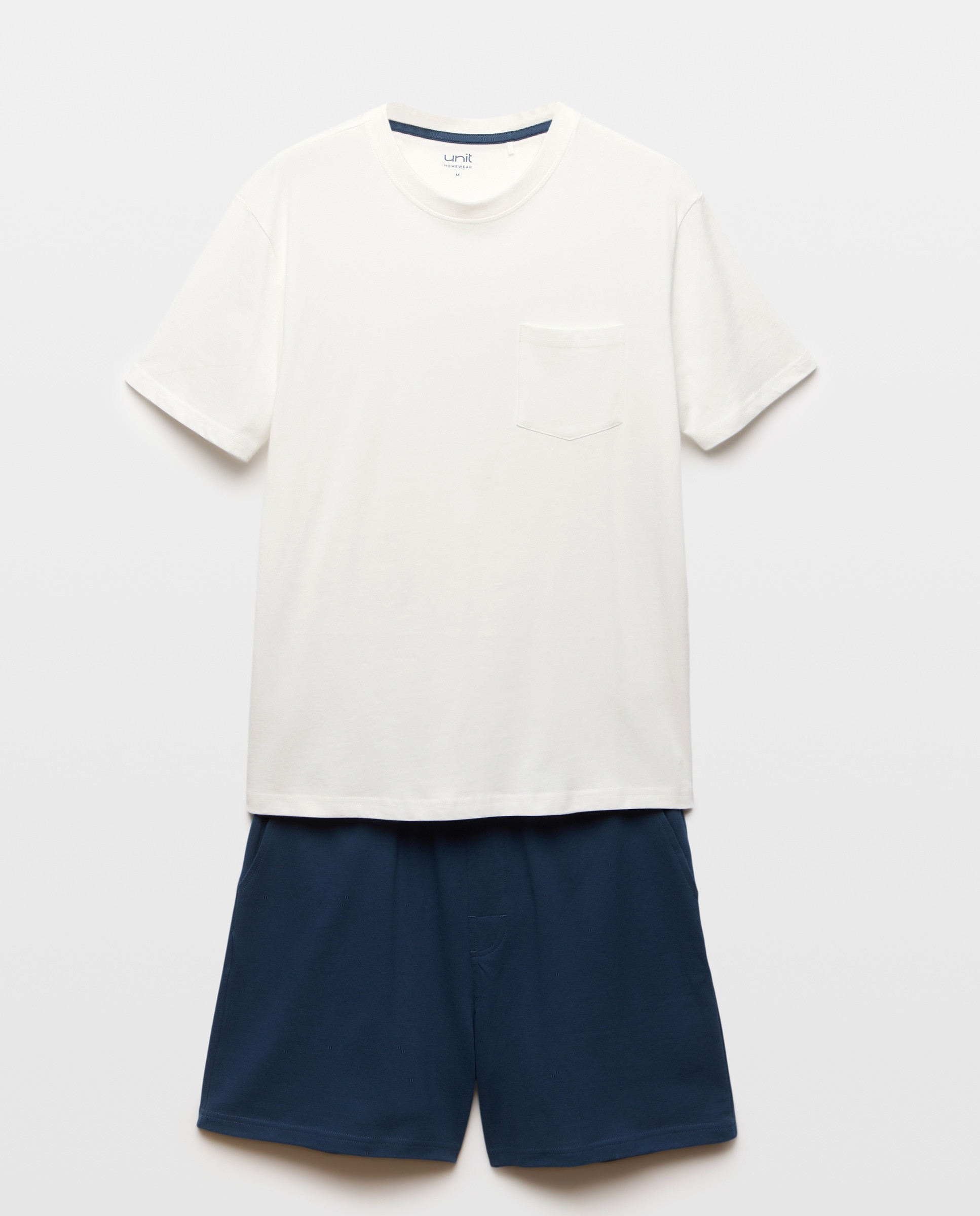 Pijama punto hombre pantalon corto piqué 120 Crudo-3