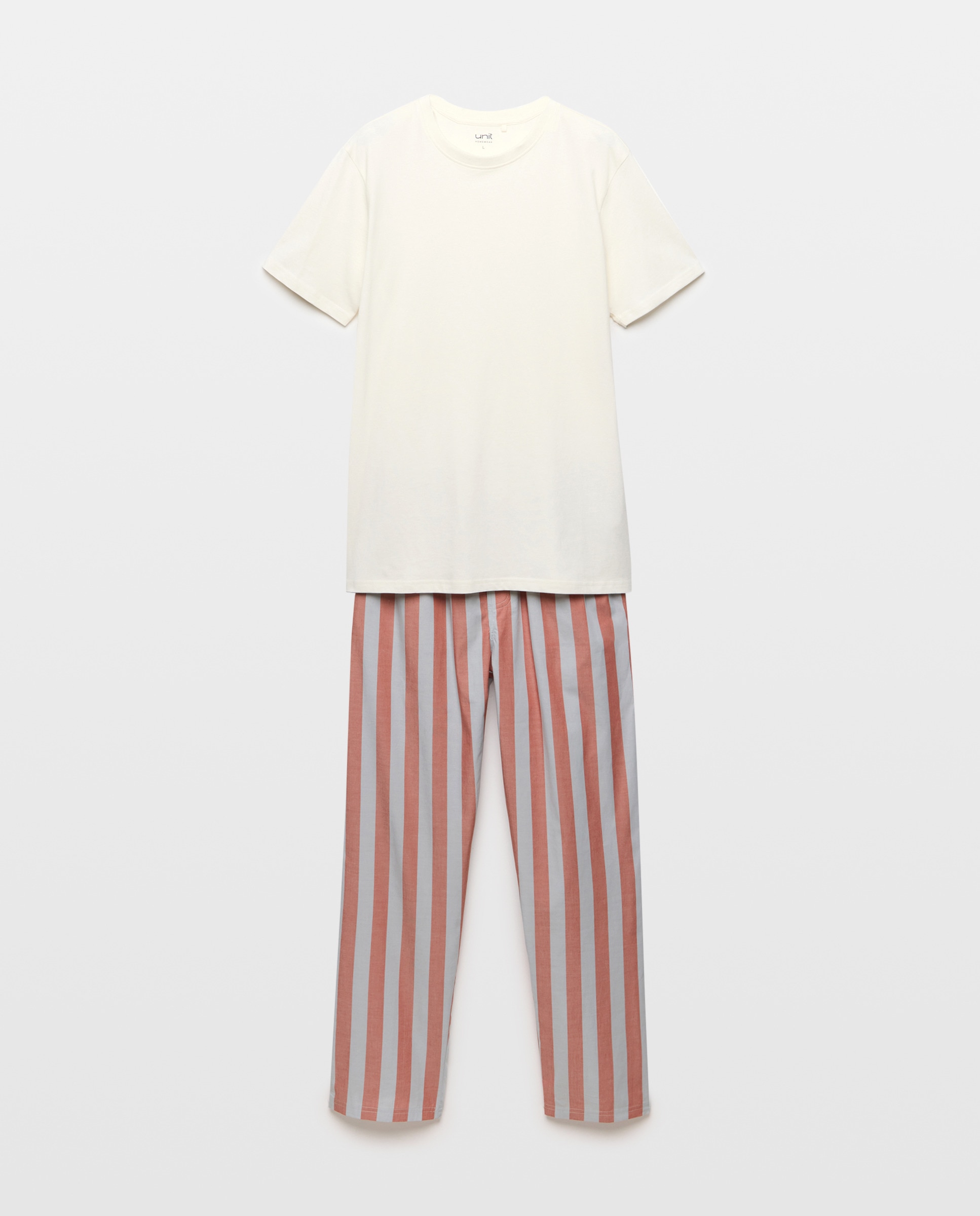 Pijama hombre combinado camiseta y  pantalón largo algodón 660 Naranja-3