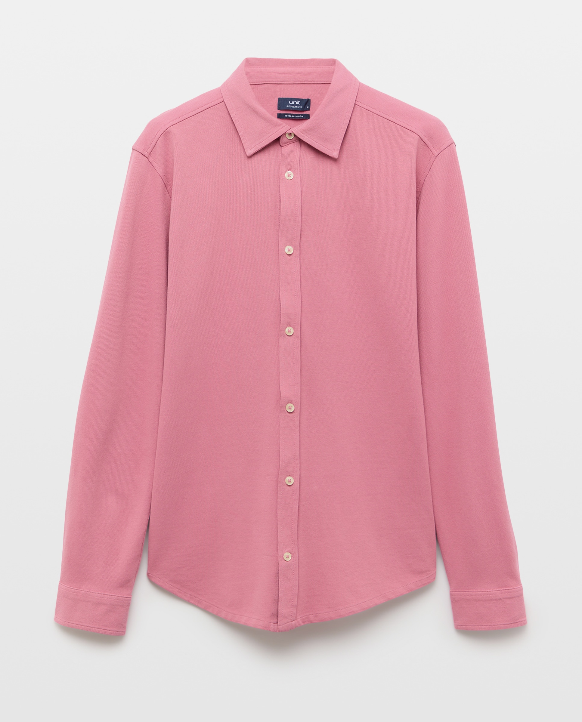 Camisa sport hombre pique lisa 230 Rosa oscuro-4