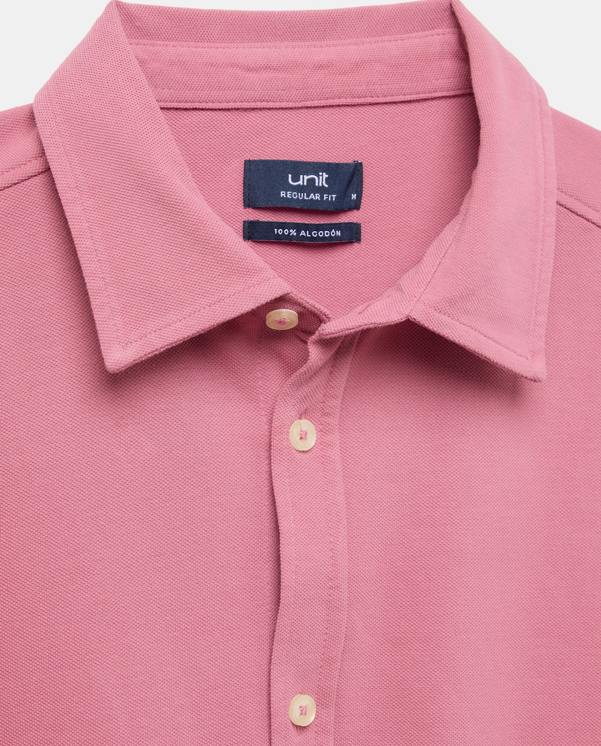 Camisa sport hombre pique lisa 230 Rosa oscuro-5
